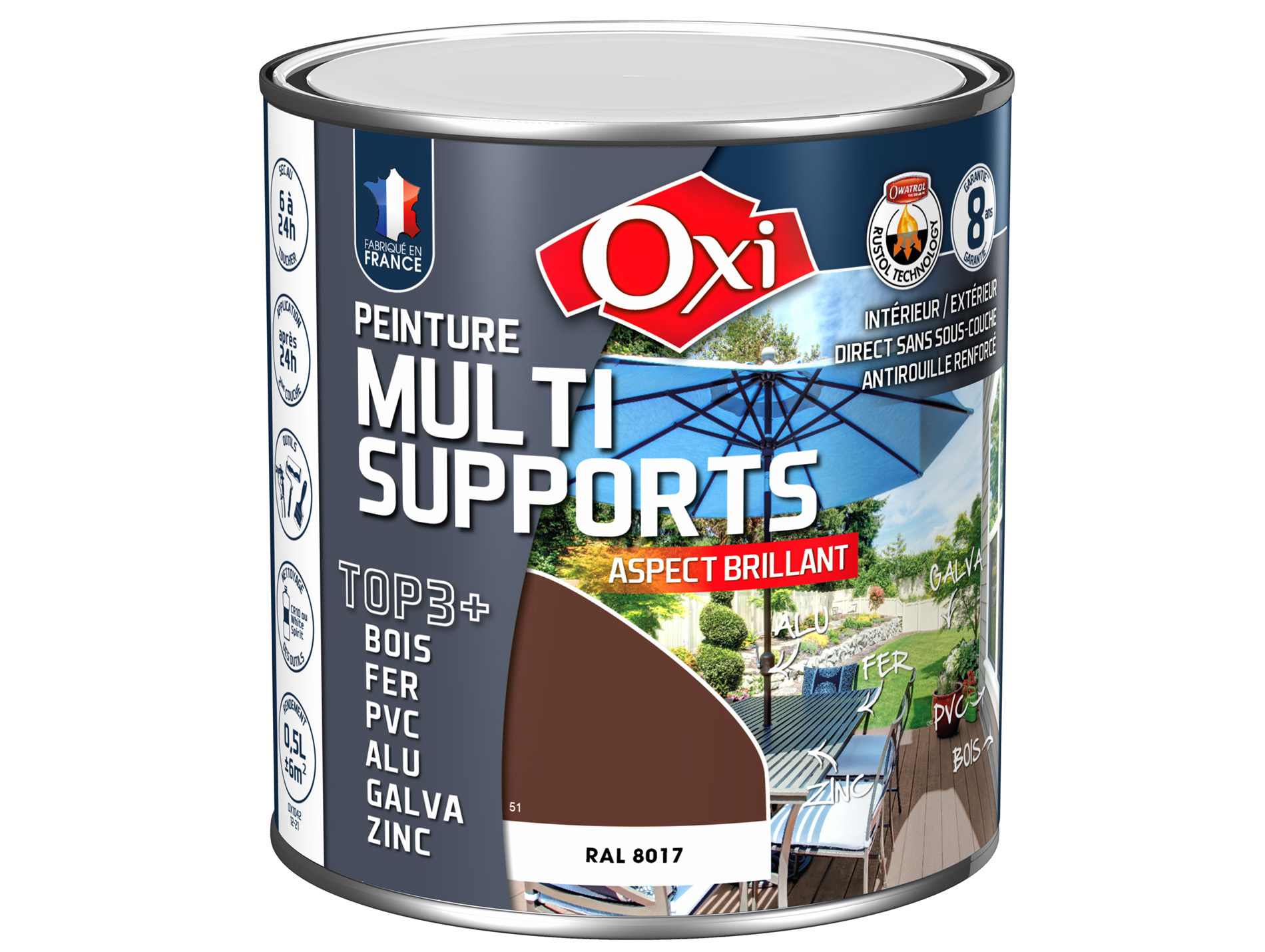 Peinture multi-supports Top3+ OXYTOL Brun 500ml