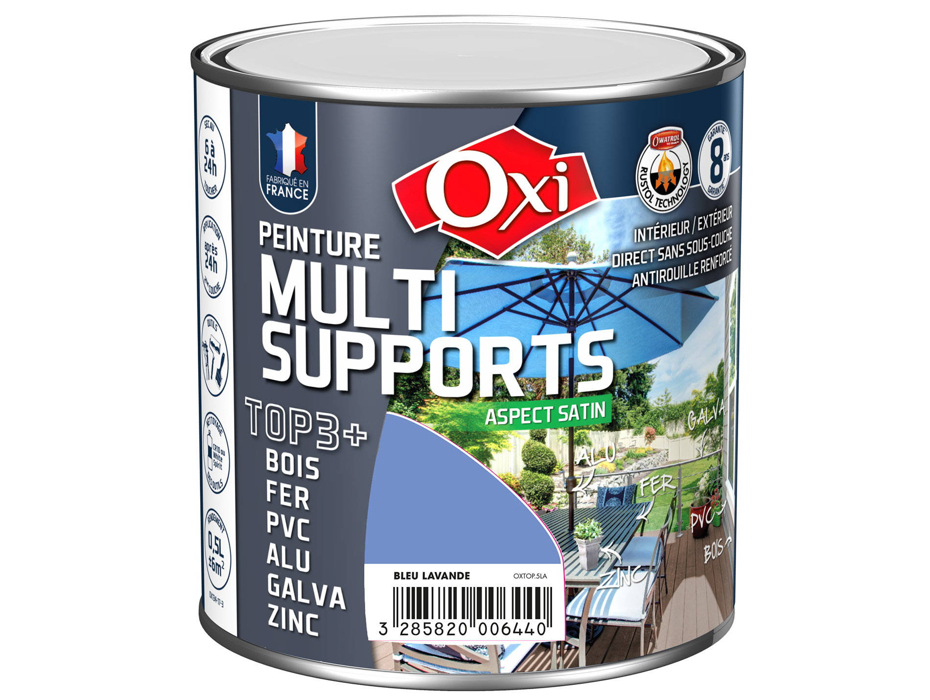 Peinture multi-supports Top3+ OXYTOL Bleu Lavande 500ml