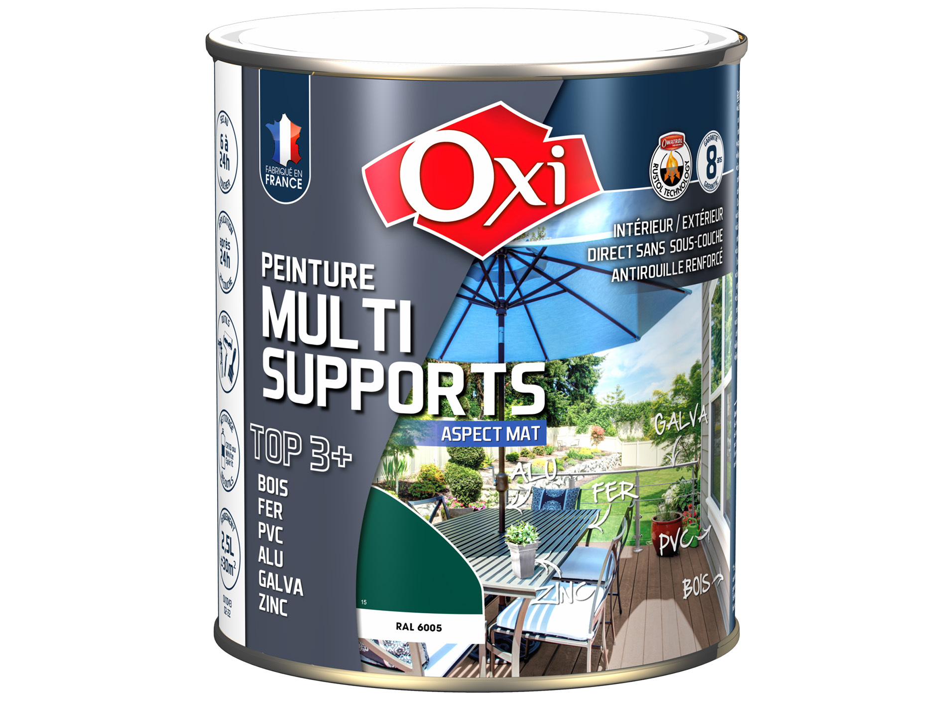 Peinture multi-supports Top3+ OXYTOL Vert Mousse 2,5L