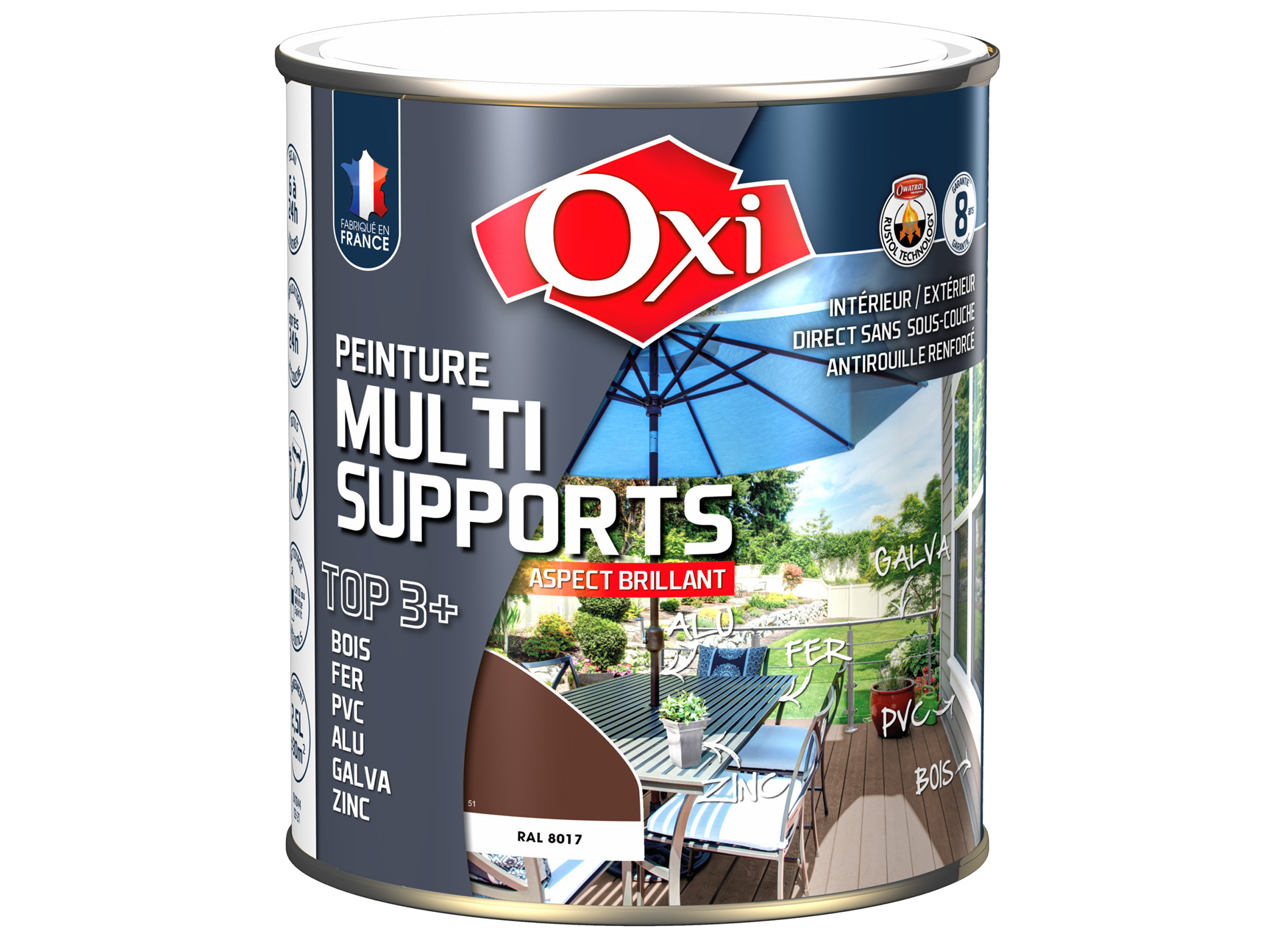 Peinture multi-supports Top3+ OXYTOL Brun 2,5L