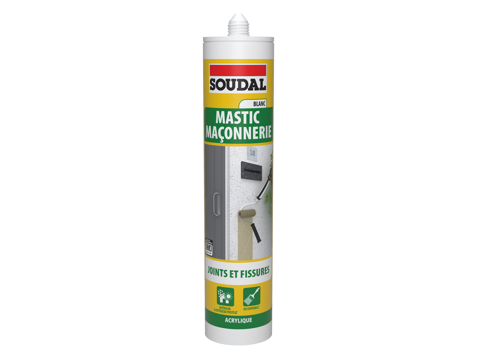 Mastic acrylique blanc pour maçonnerie SOUDAL 280ml