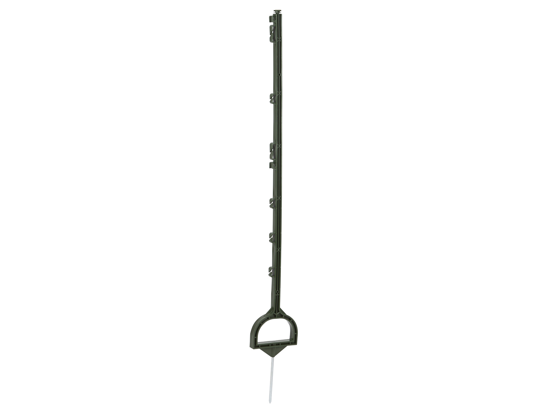 Piquet clôture étrier plastique vert 114,5cm 9 isolateurs