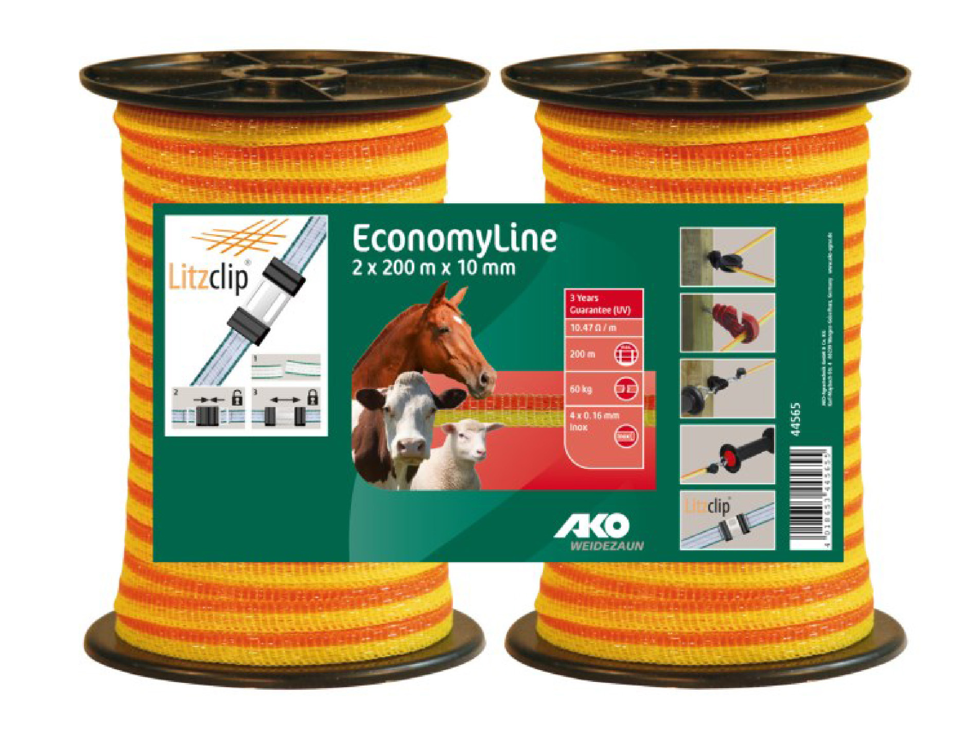 Ruban EconomyLine AKO l.10mm L.200m jaune/orange x2