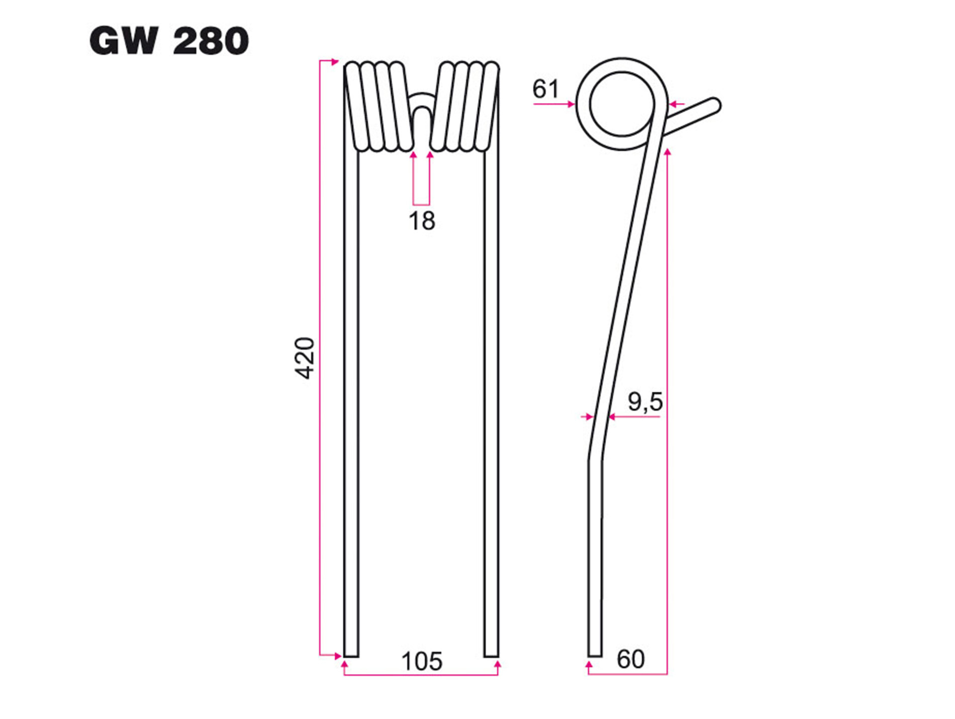 Dent fenaison GALFRE GW 280