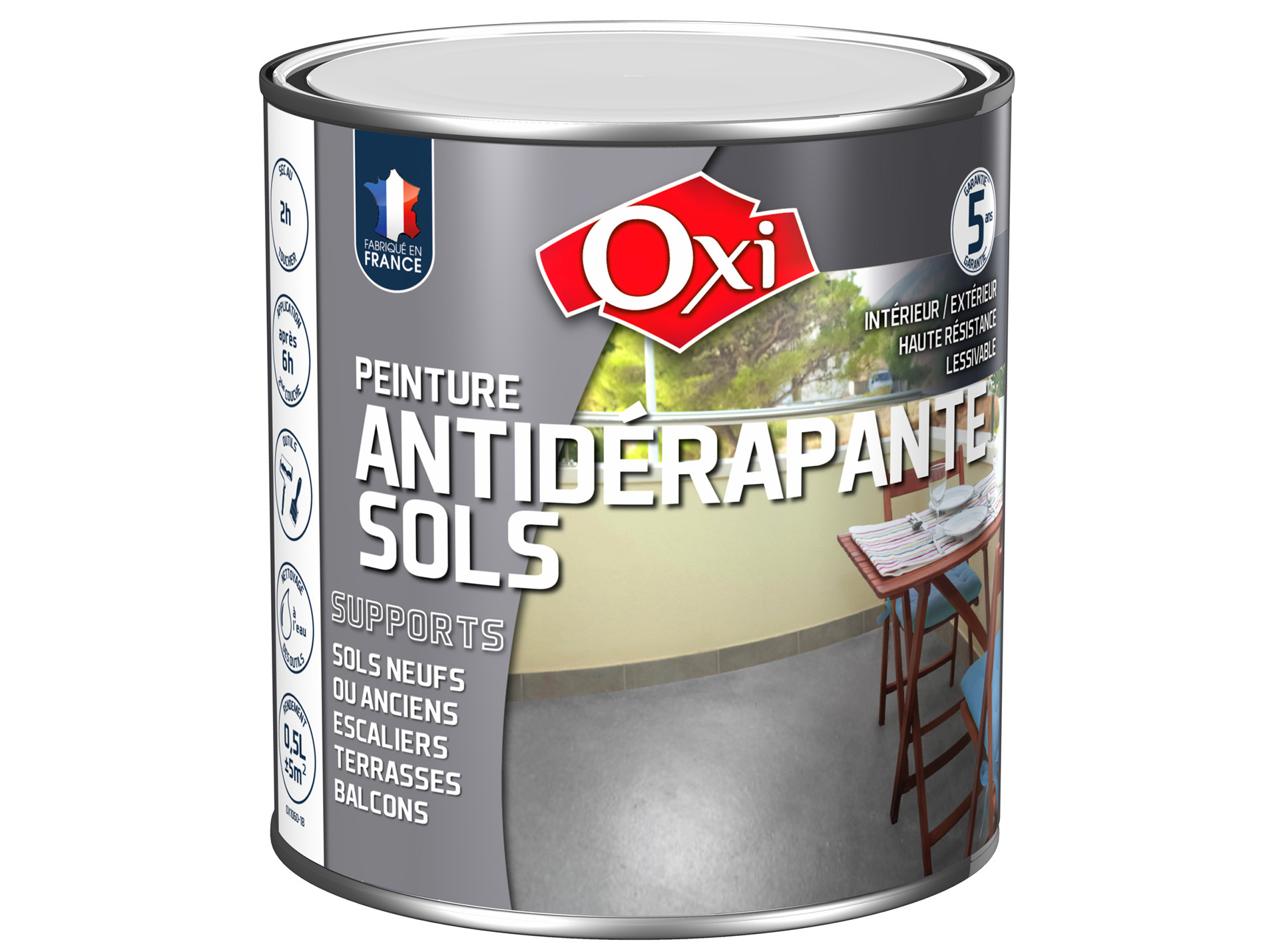 Peinture antidérapante sols OXYTOL Gris clair 500ml