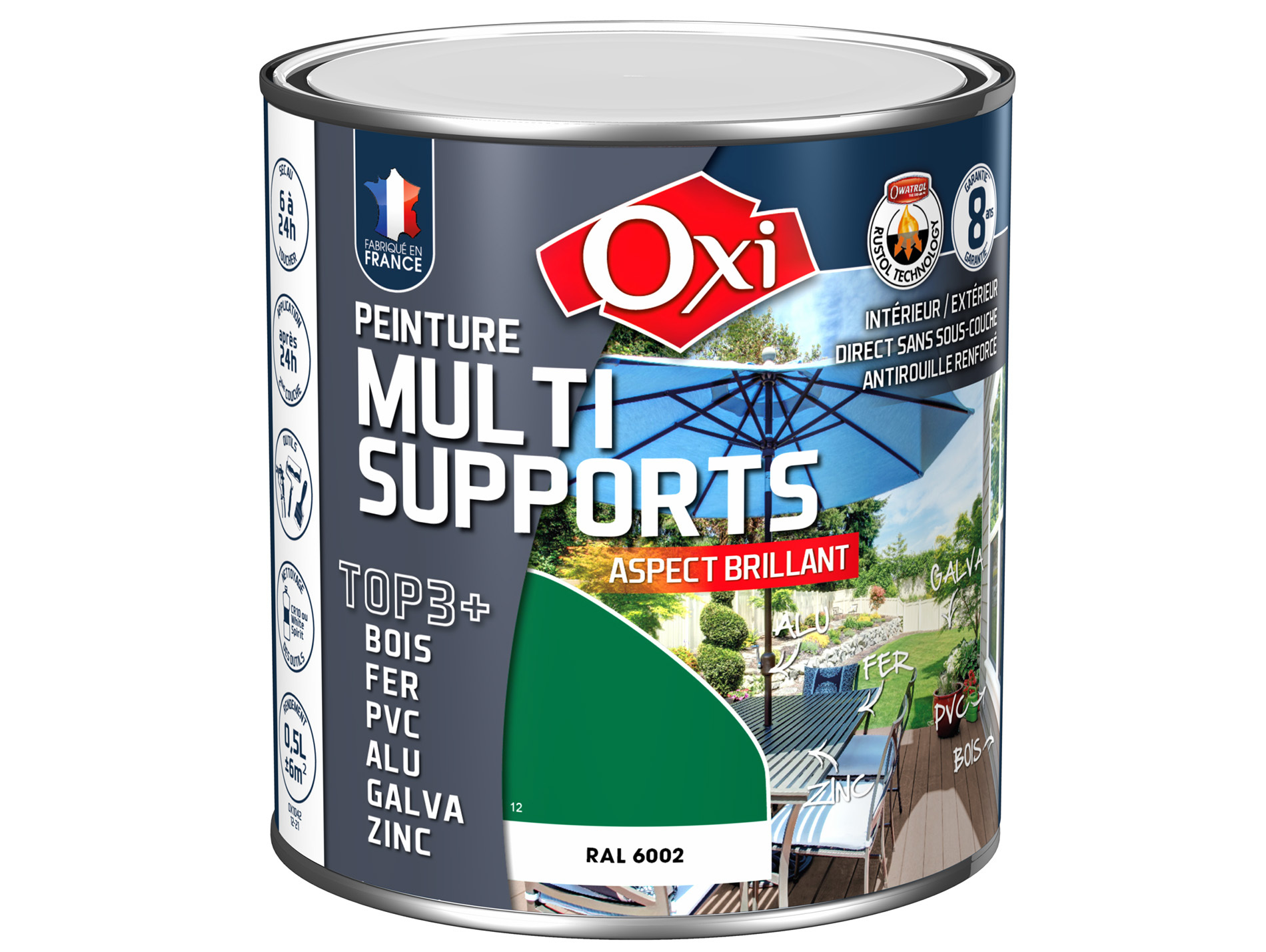 Peinture multi-supports Top3+ OXYTOL Vert Jardin 500ml