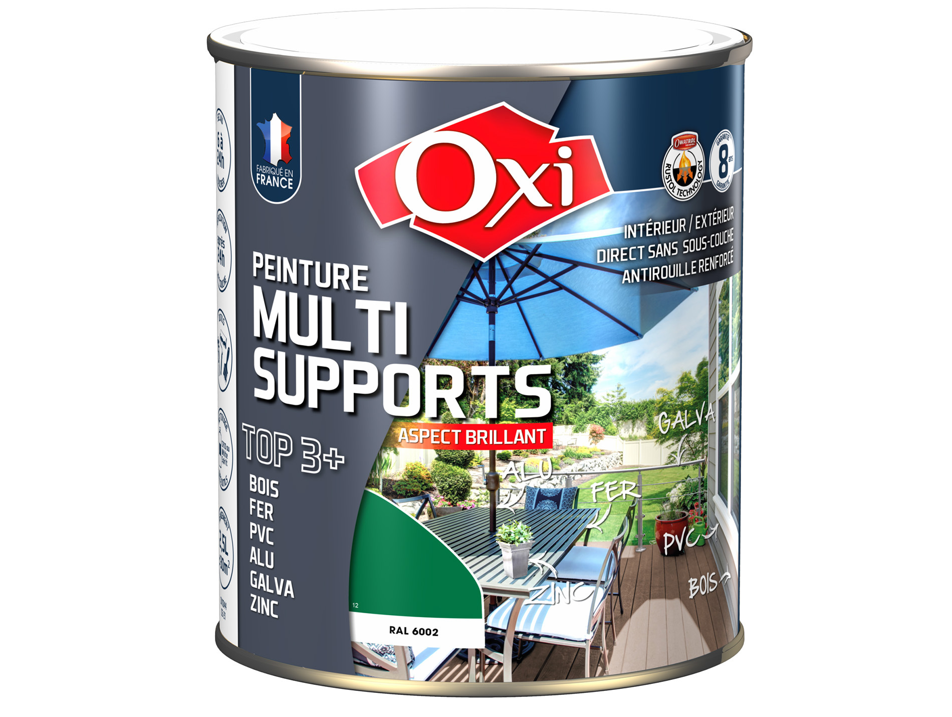 Peinture multi-supports Top3+ OXYTOL Vert Jardin 2,5L