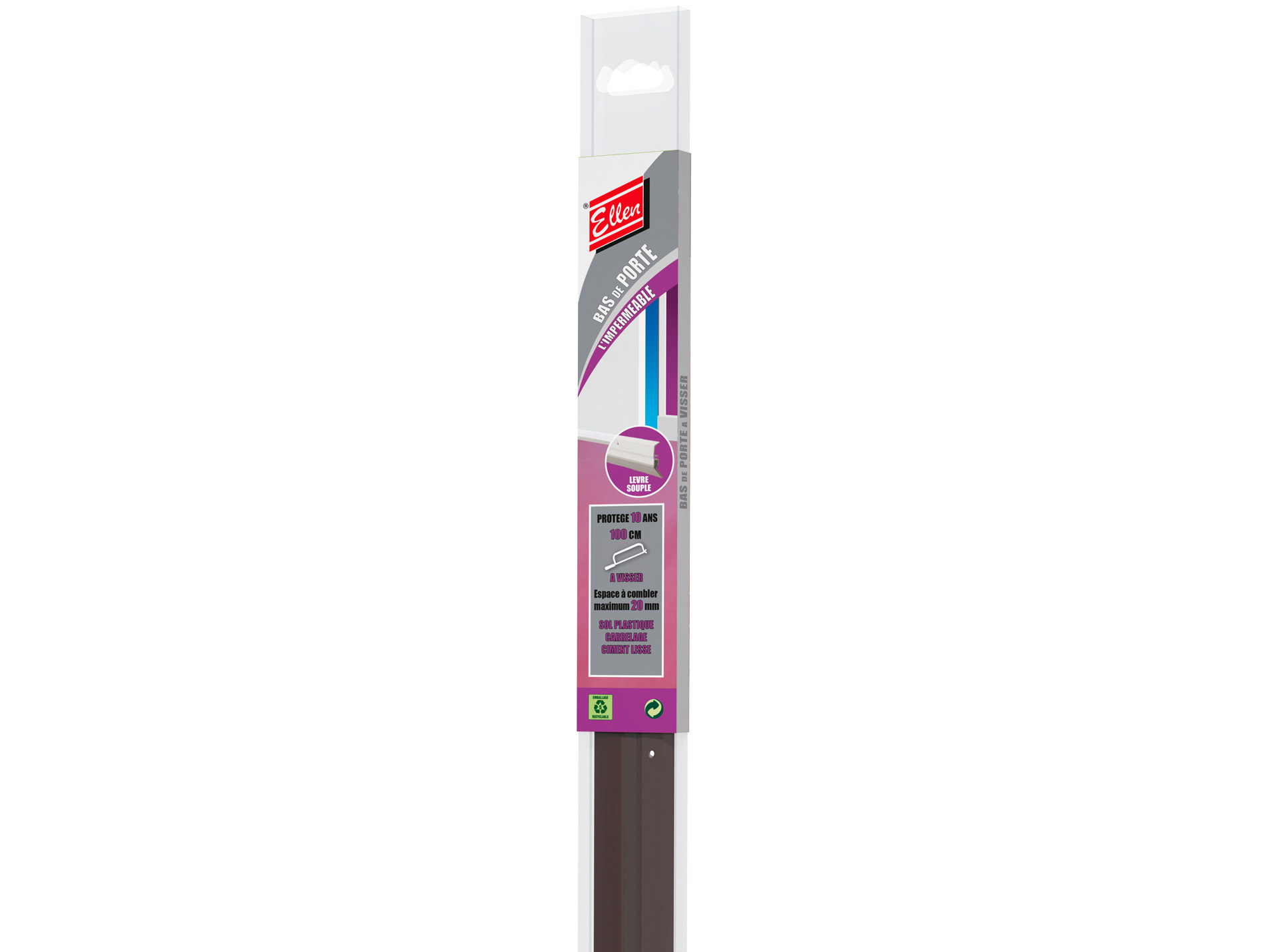 Bas de porte à visser 1m brun