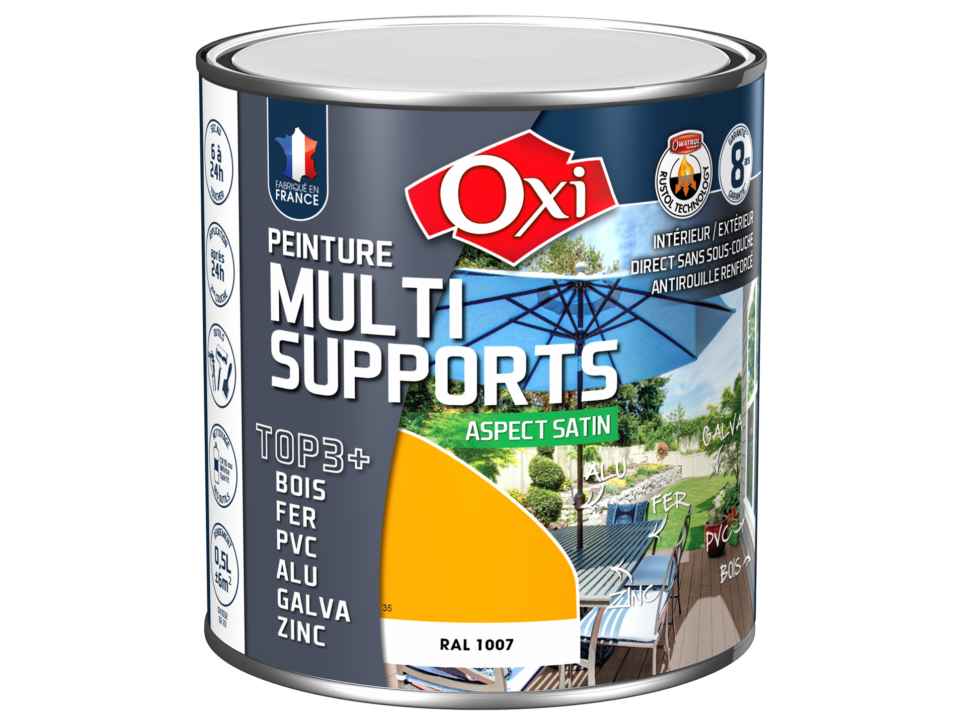 Peinture multi-supports Top3+ OXYTOL Jaune 500ml