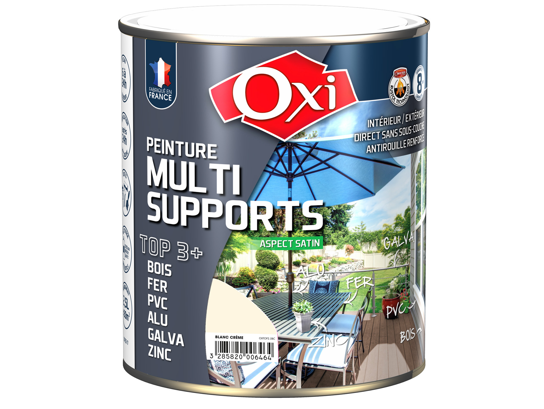 Peinture multi-supports Top3+ OXYTOL Blanc crème 2,5L