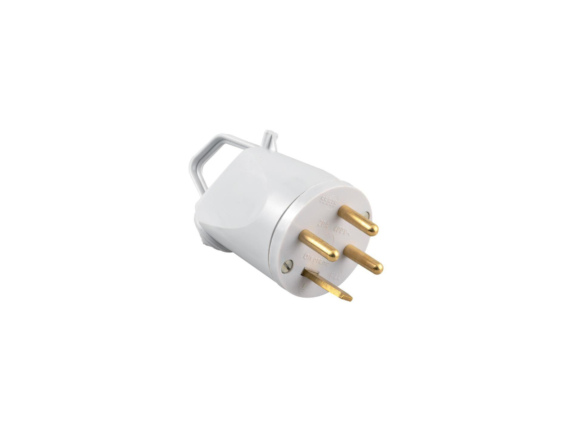 Fiche mâle 3P+T 20A 380V coudée Plexo LEGRAND