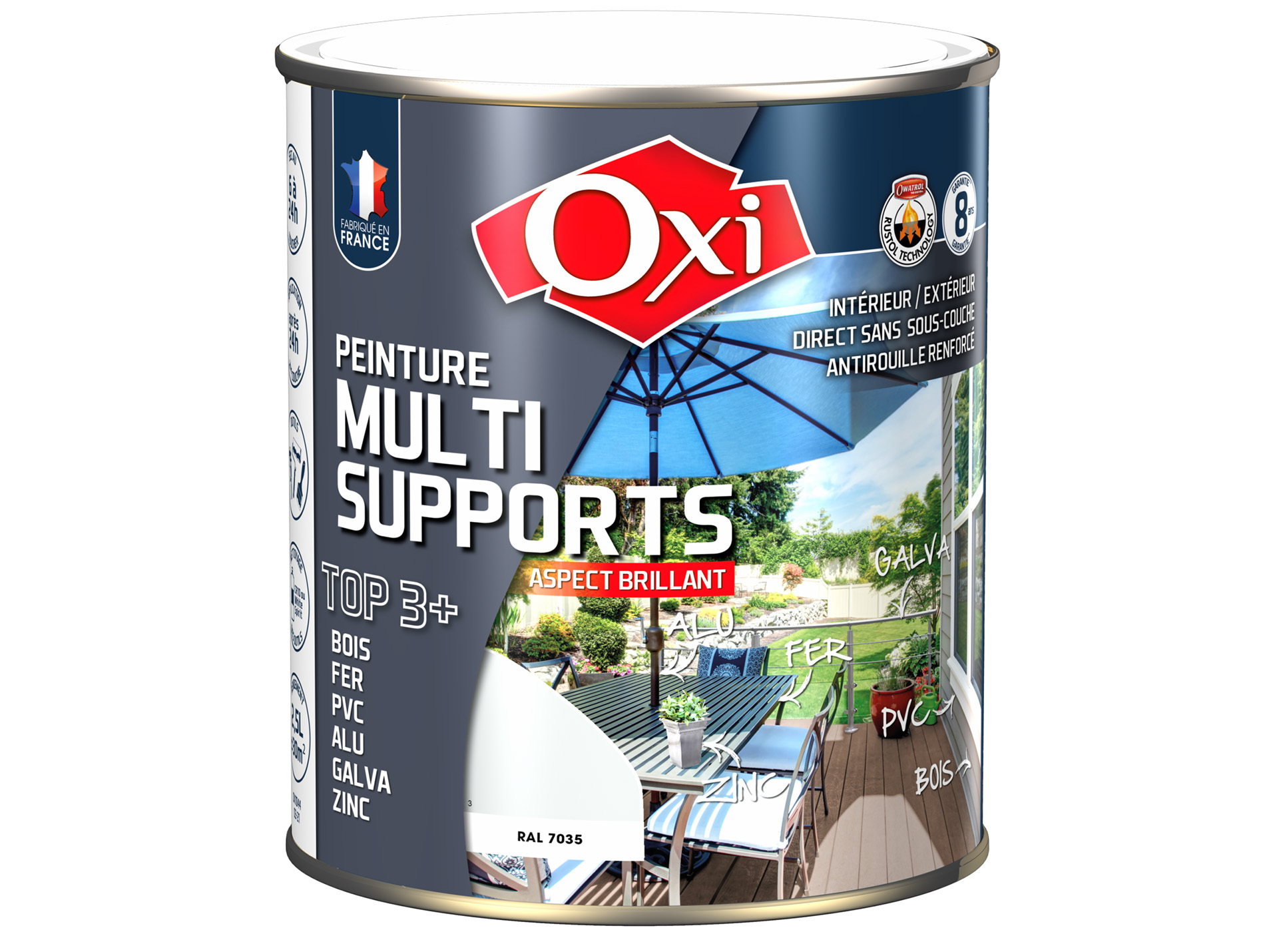 Peinture multi-supports Top3+ OXYTOL Gris Clair 2,5L