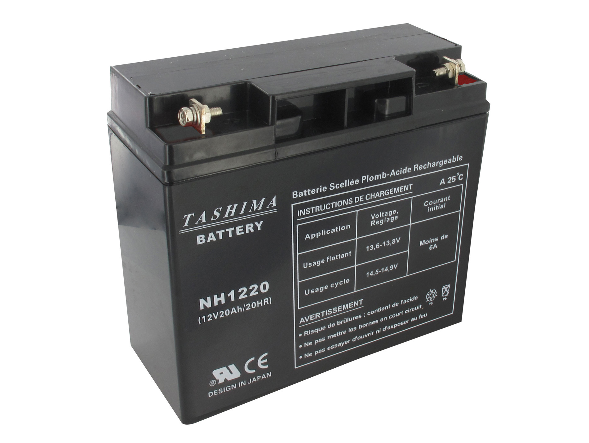 Batterie motoculture TASHIMA NH1220 12V 20Ah + à droite
