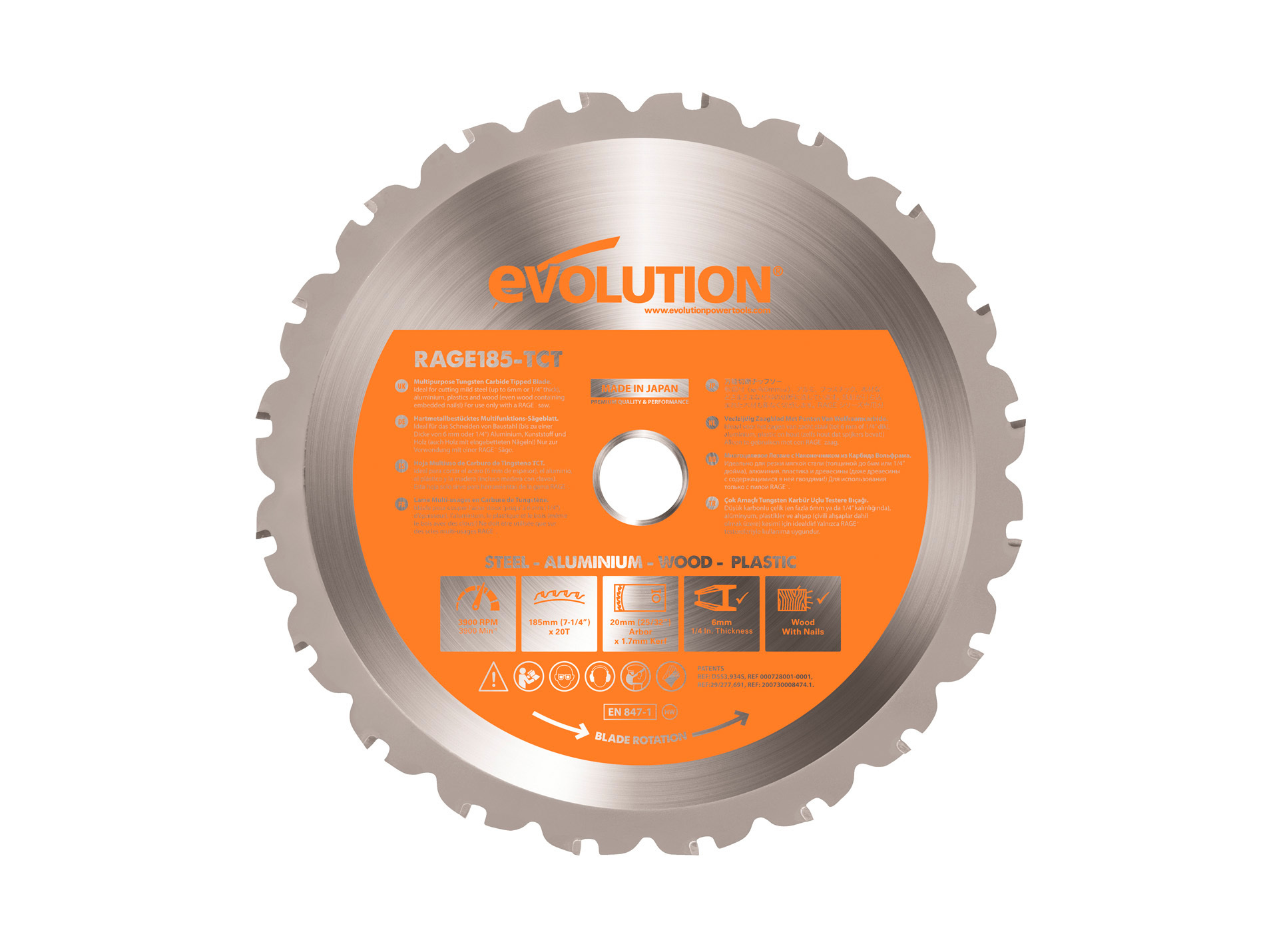 Lame scie circulaire RAGE1 Ø185mm