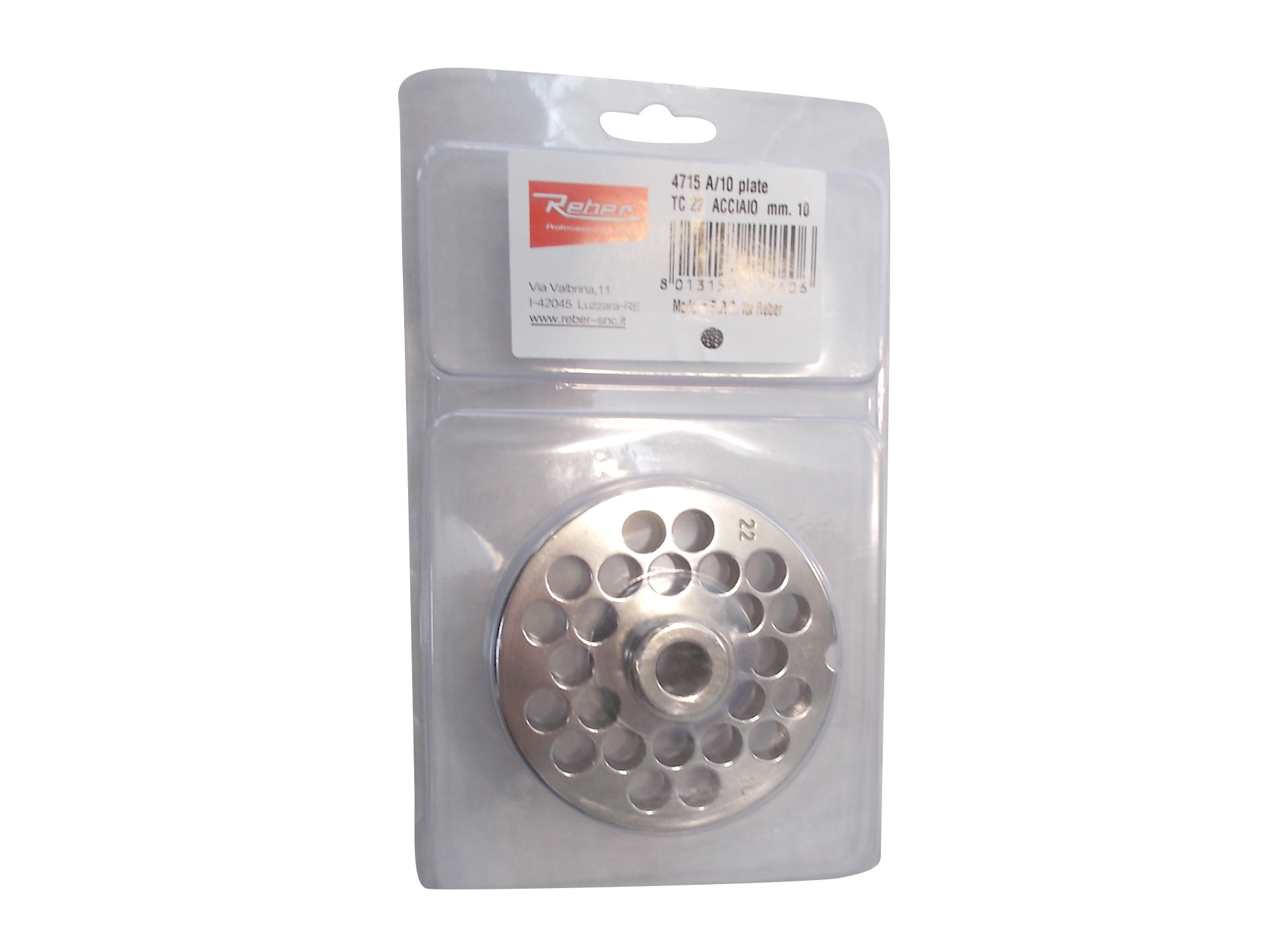 Grille inox pour hachoir à viande REBER n°22 Ø10