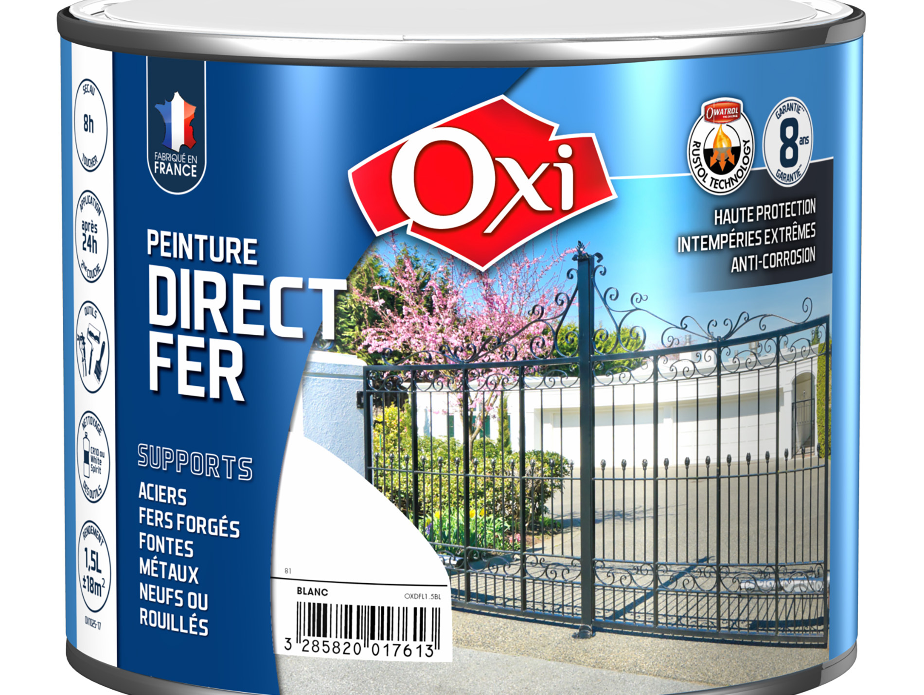 Peinture antirouille lisse OXYTOL Direct Fer blanc 1,5L