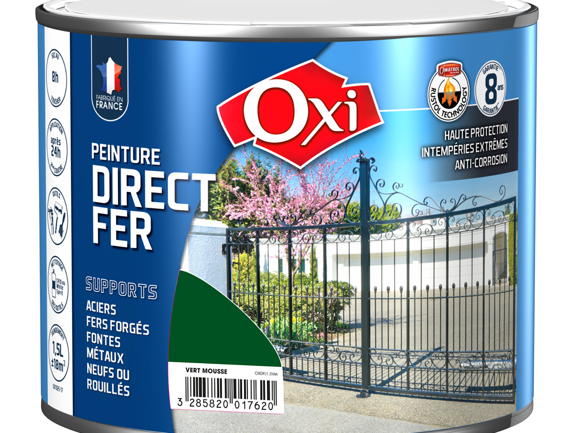 Peinture antirouille lisse OXYTOL Direct Fer vert mousse 1,5L