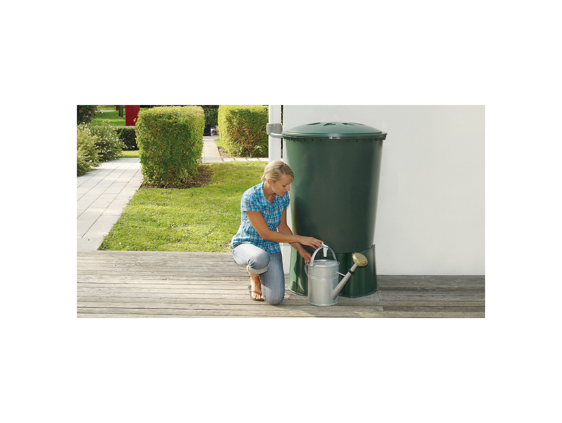 Récupérateur d'eau cylindrique GARANTIA 310L vert