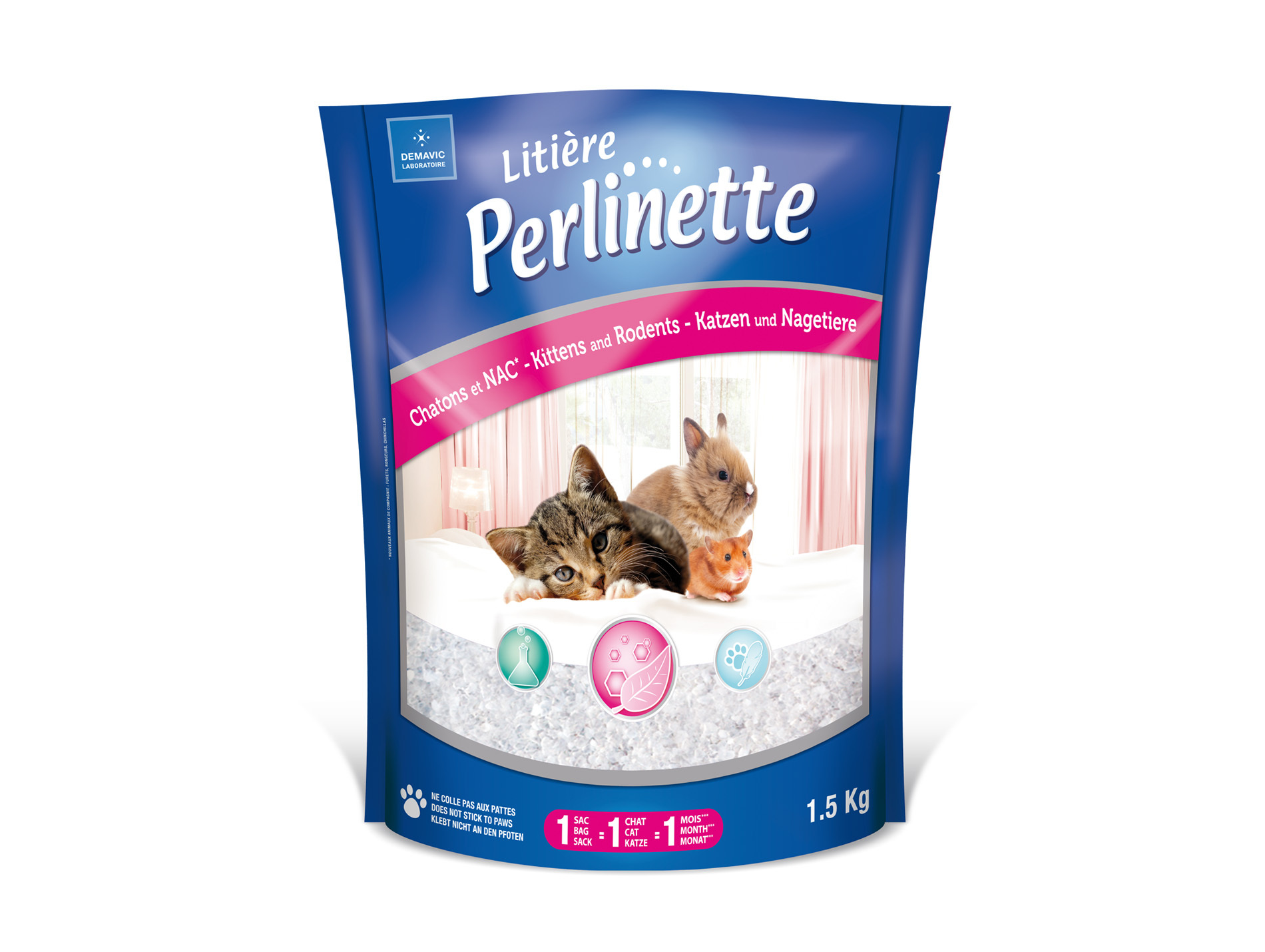 Litière Perlinette chaton et NAC Demavic 1,5kg