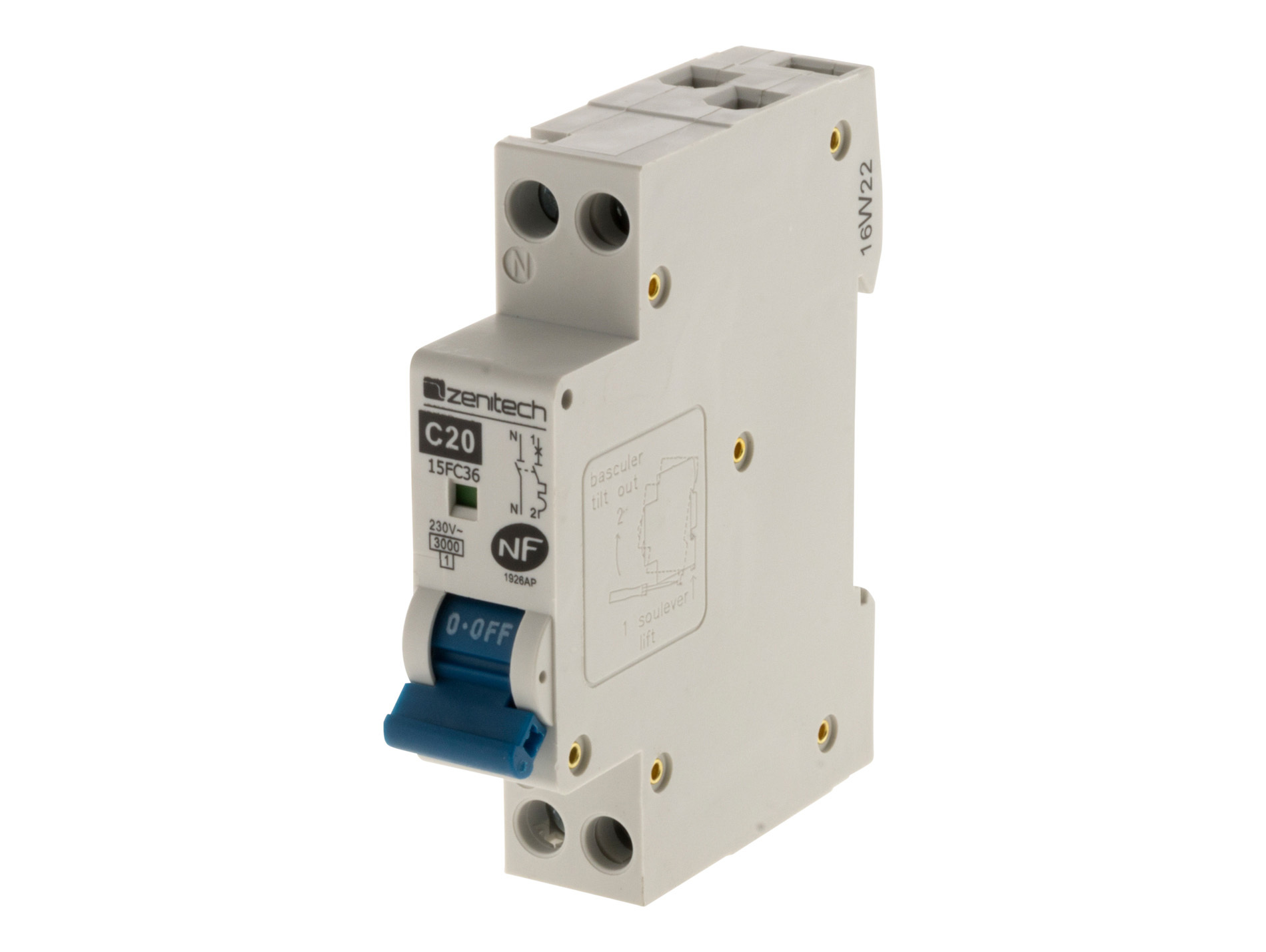 Disjoncteur 1P+N 20A NF ZENITECH
