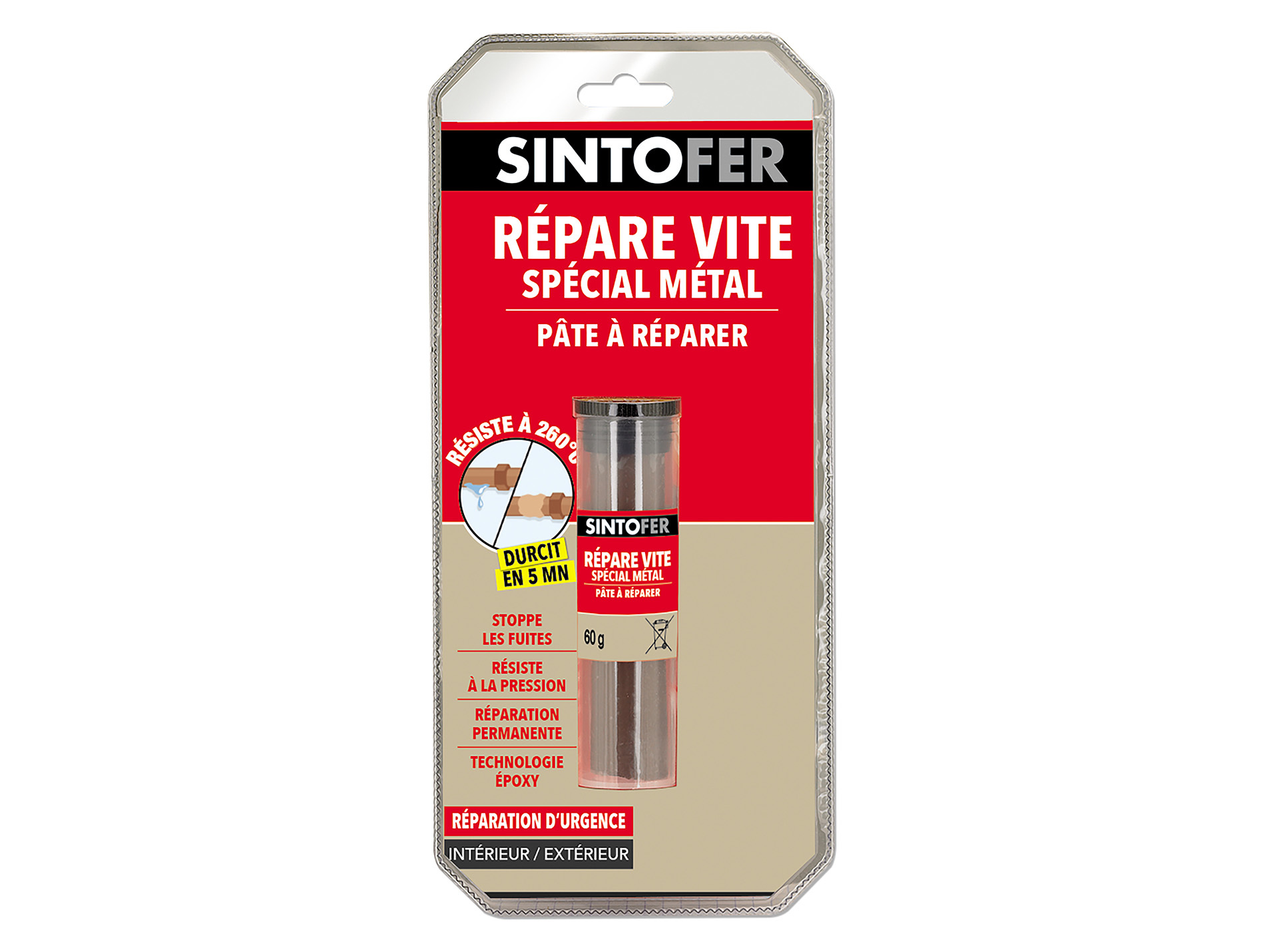 Pâte à réparer Epoxy SINTOFER spécial métal Cuivre 60g