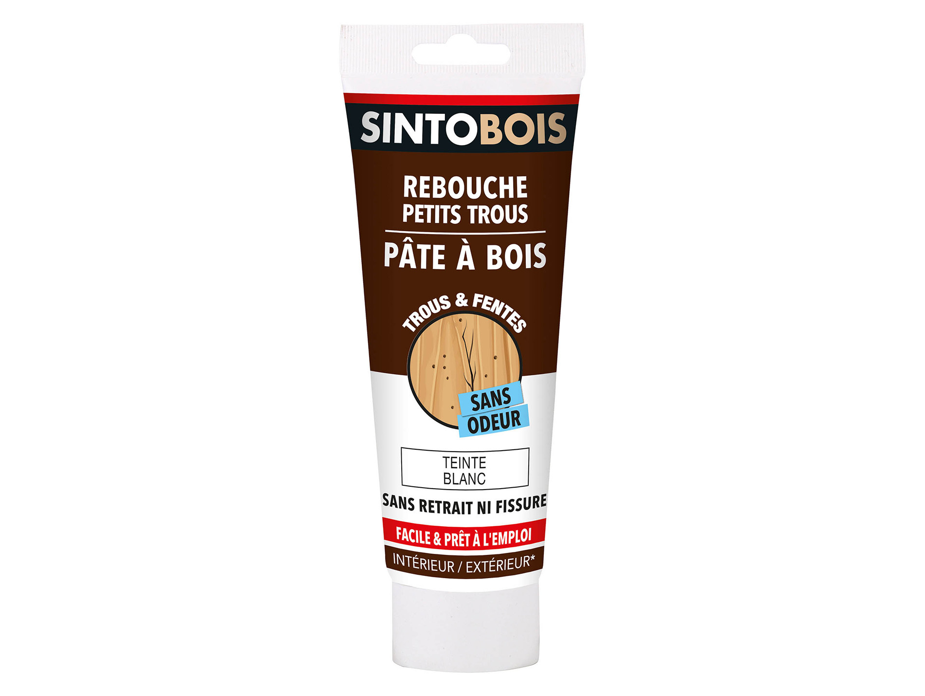 Pâte à bois à l'eau SINTOBOIS trous et fentes Blanc 250g