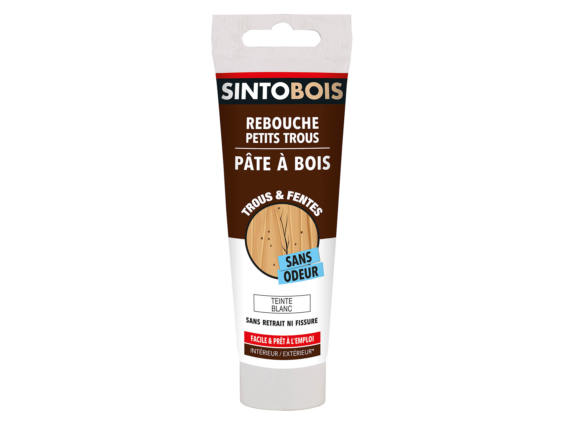 Pâte à bois à l'eau SINTOBOIS trous et fentes Blanc 80g
