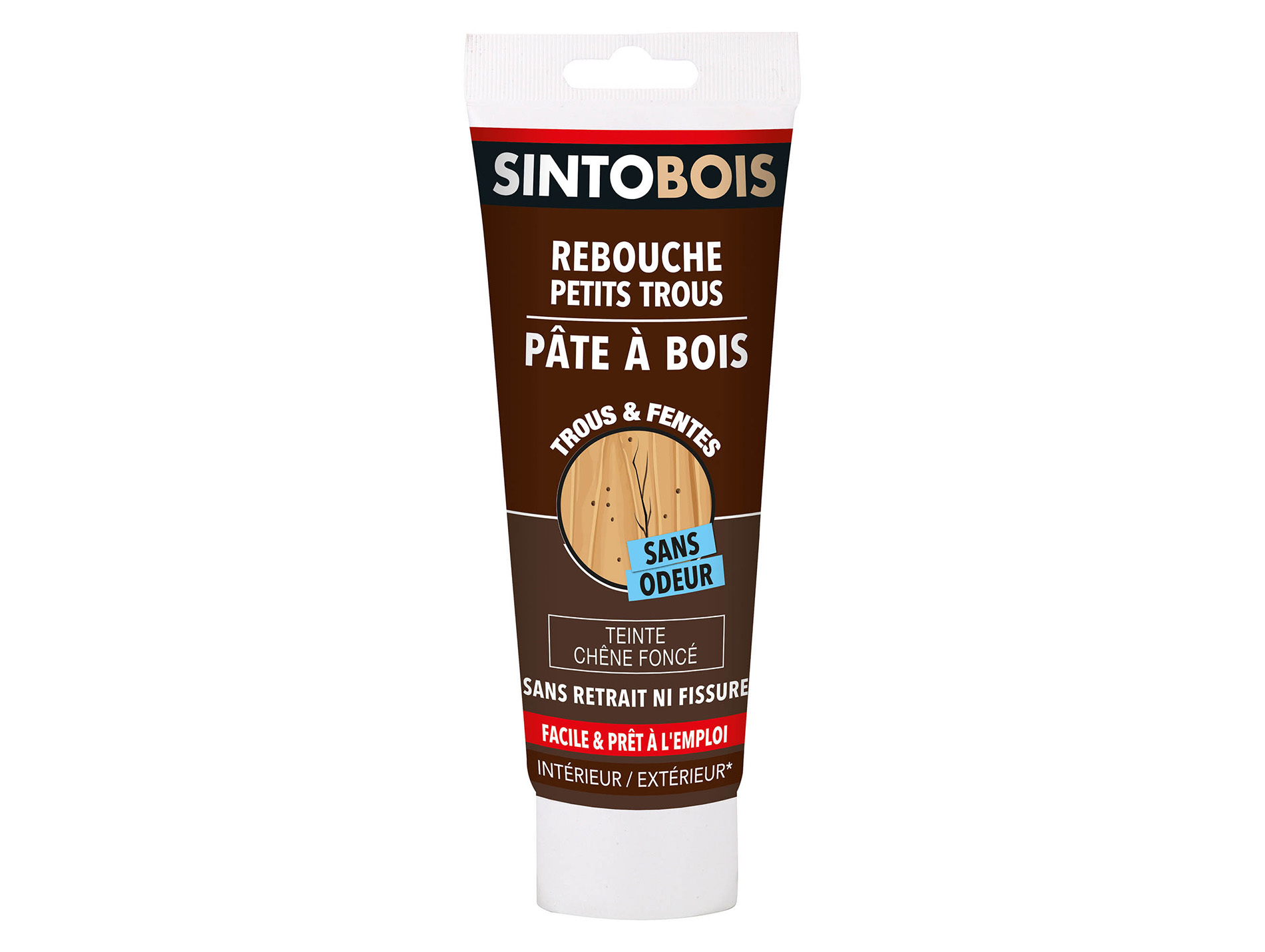 Pâte à bois à l'eau SINTOBOIS trous et fentes Chêne foncé 250g