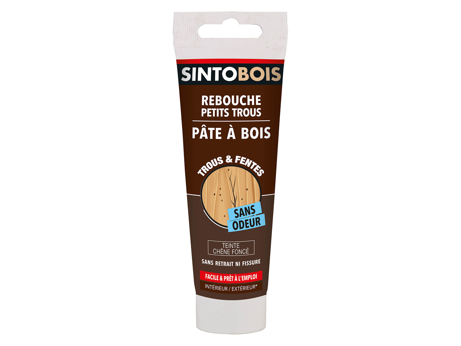 Pâte à bois à l'eau SINTOBOIS trous et fentes Chêne foncé 80g