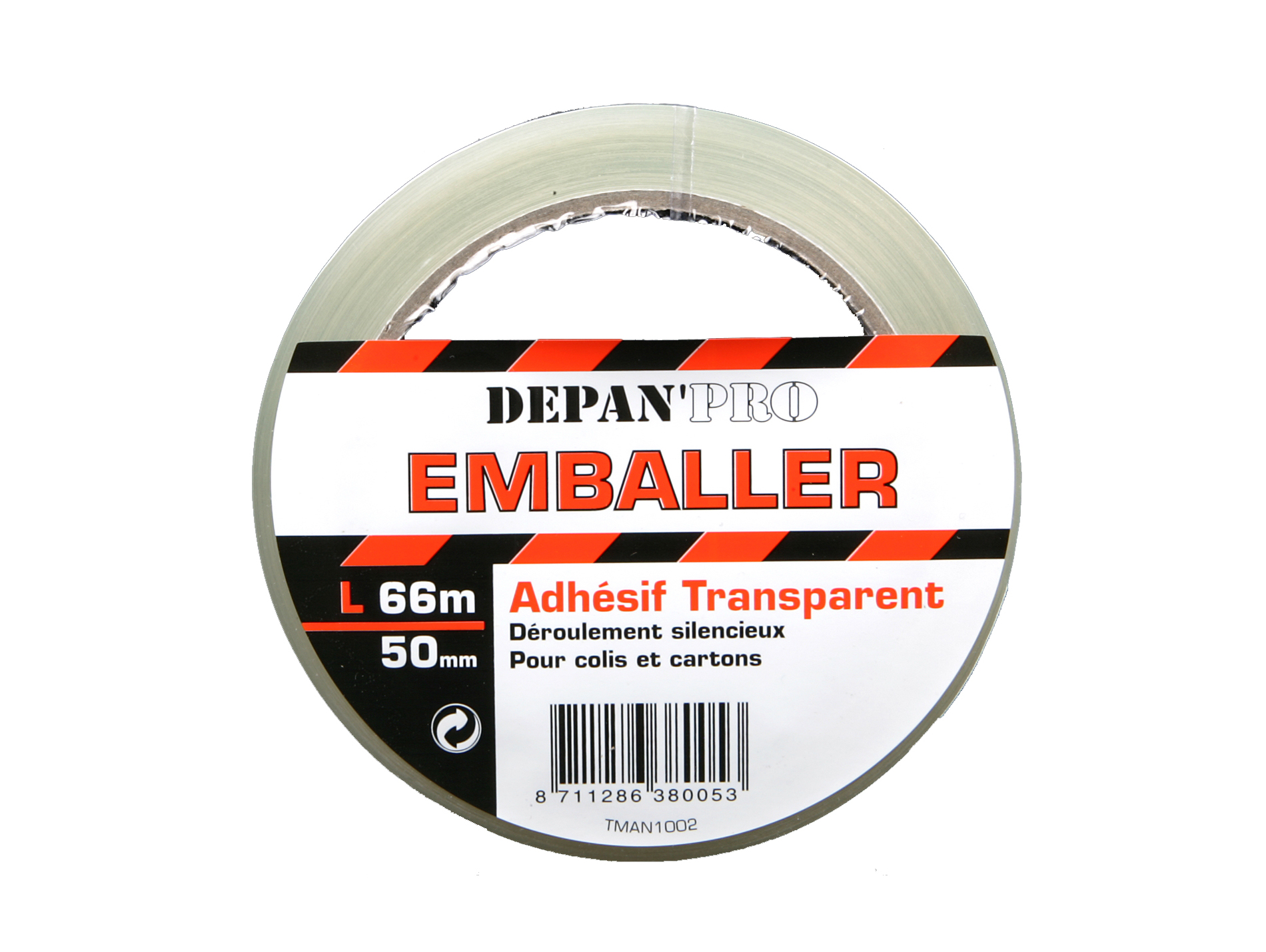 Adhésif pour emballage incolore 50m x 66mm