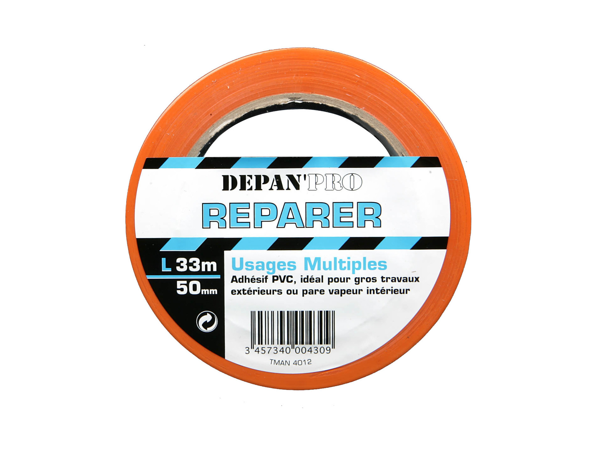 Adhésif PVC orange spécial bâtiment 50mm x 33m