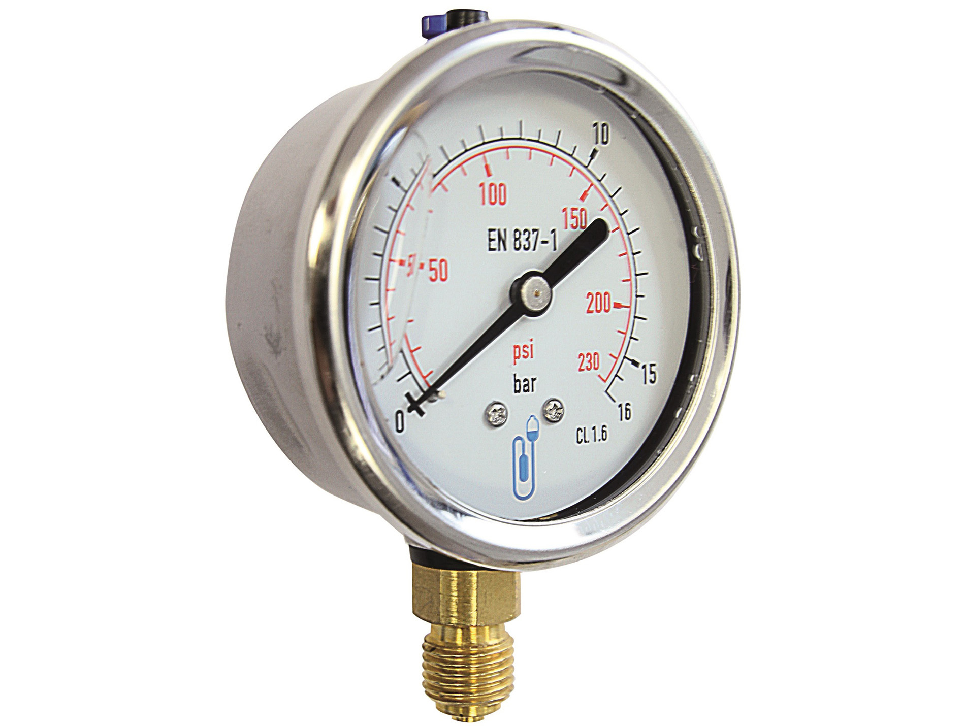 Manomètre inox Ø63mm 0-25 bars filetage 1/4