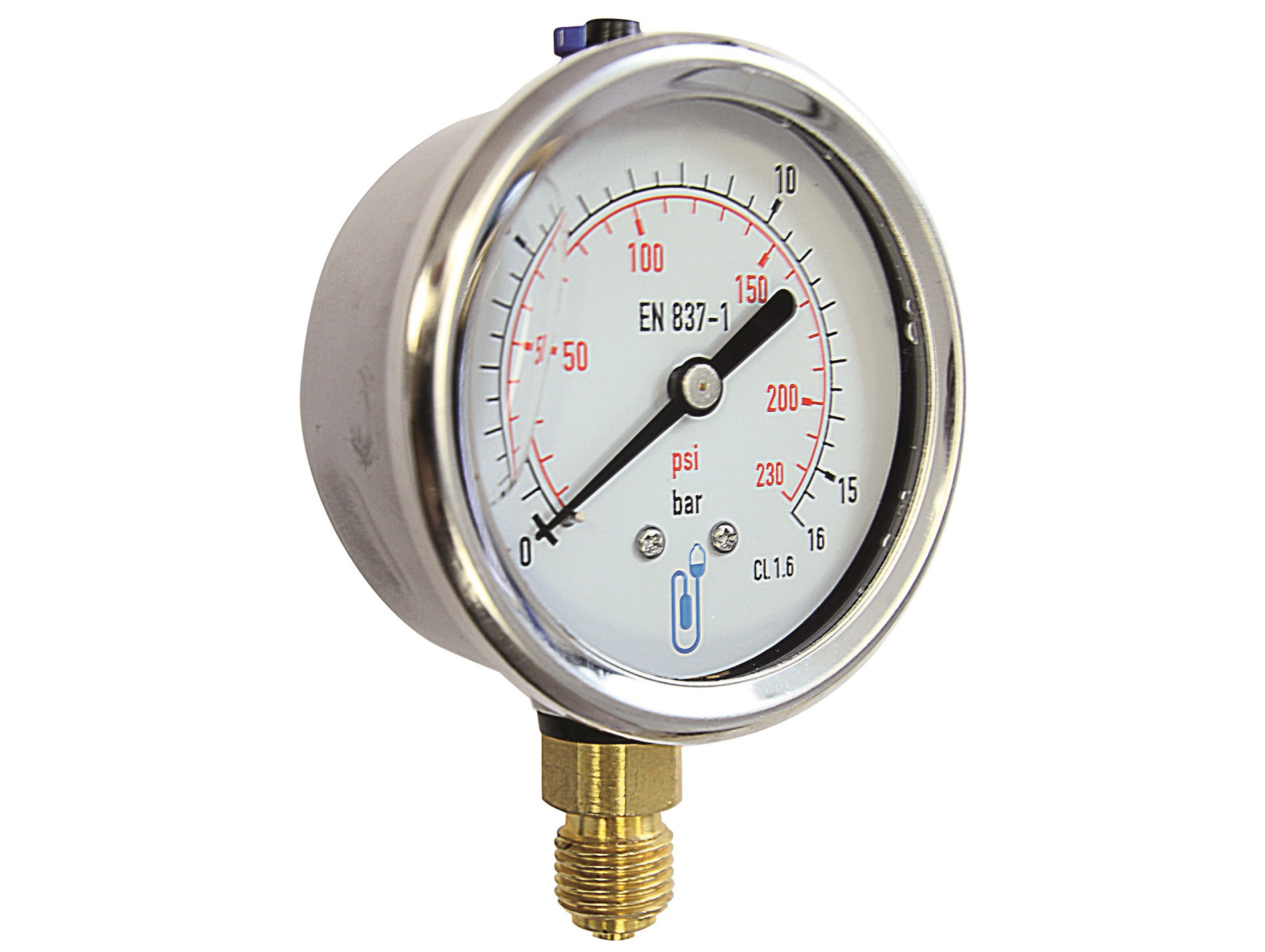 Manomètre inox Ø63mm 0-250 bars filetage 1/4