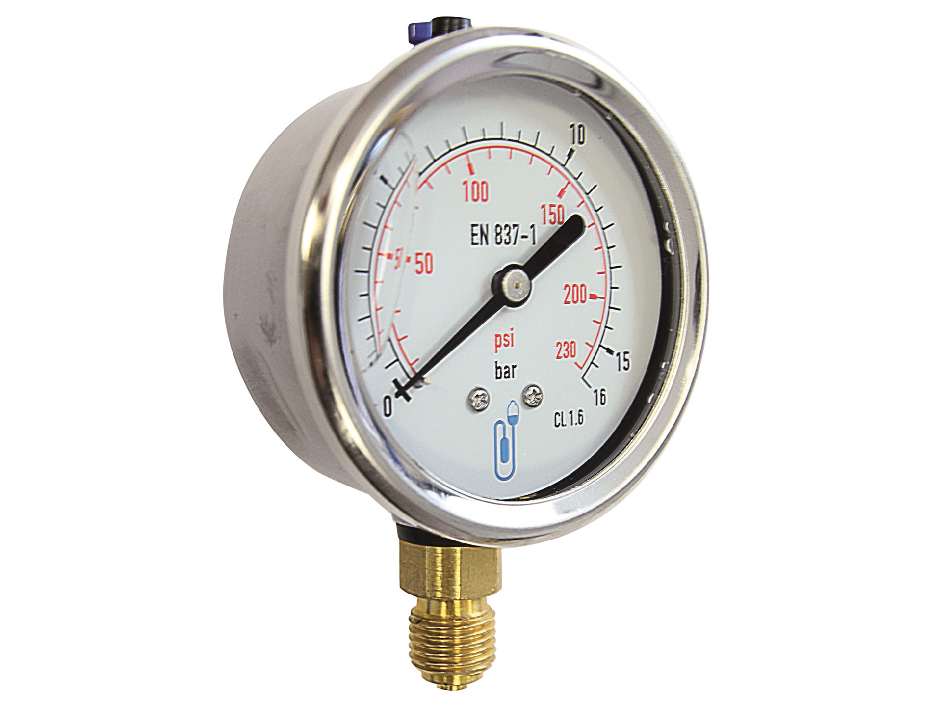 Manomètre inox 63 forme F de 0 à 250bar