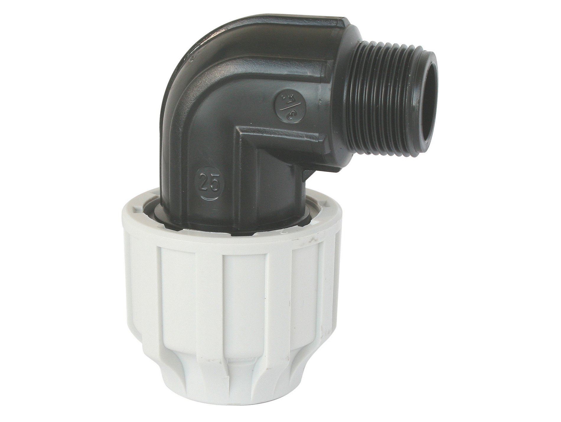 Coude SOMATHERM mâle PE25 M20-27 plastique