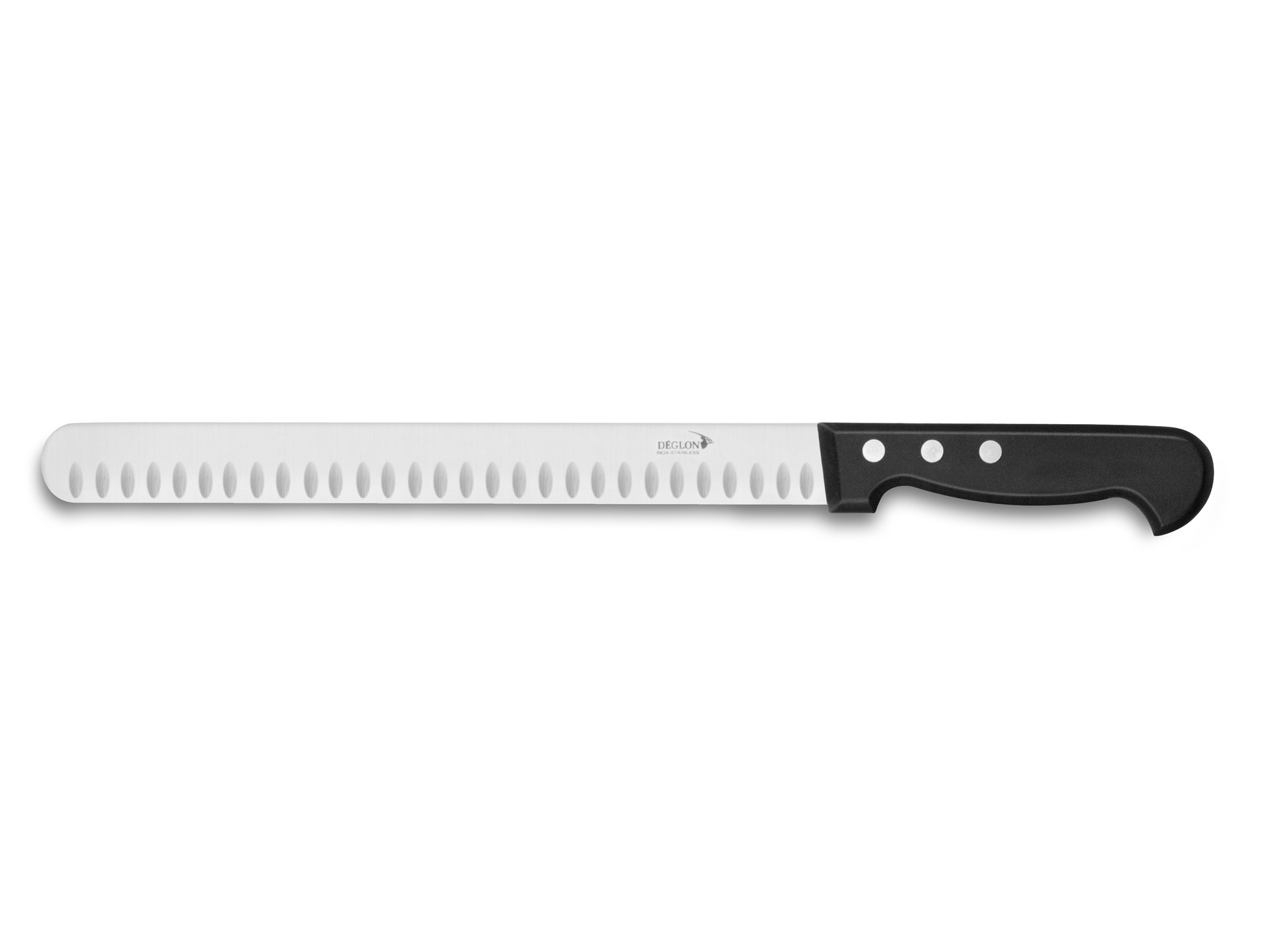 Couteau à jambon DEGLON alvéolé 28cm noir