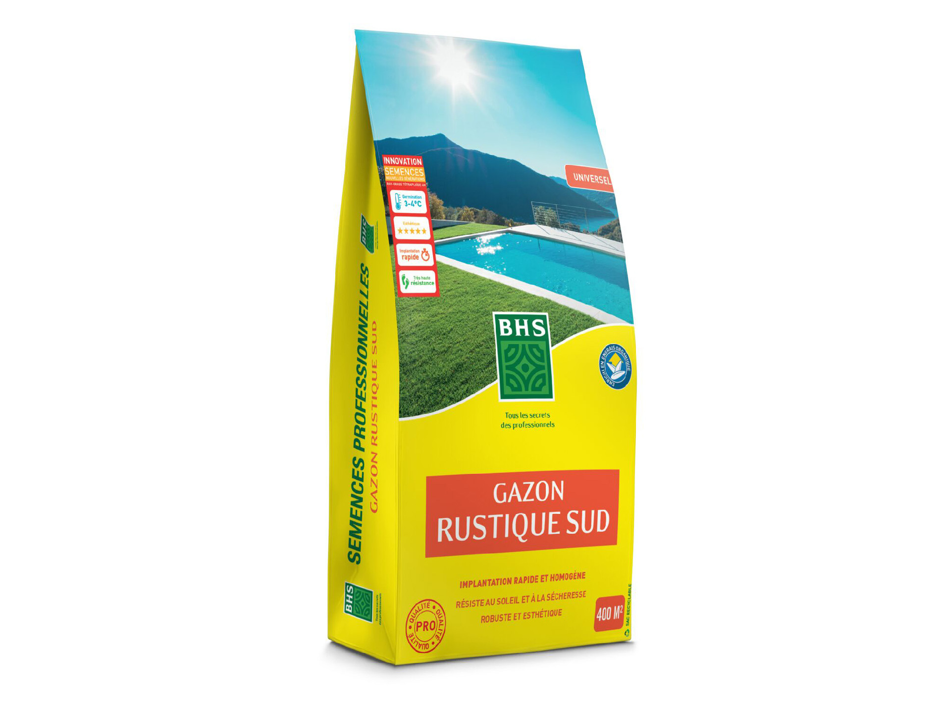 Gazon BHS rustique sud avec engrais 10kg