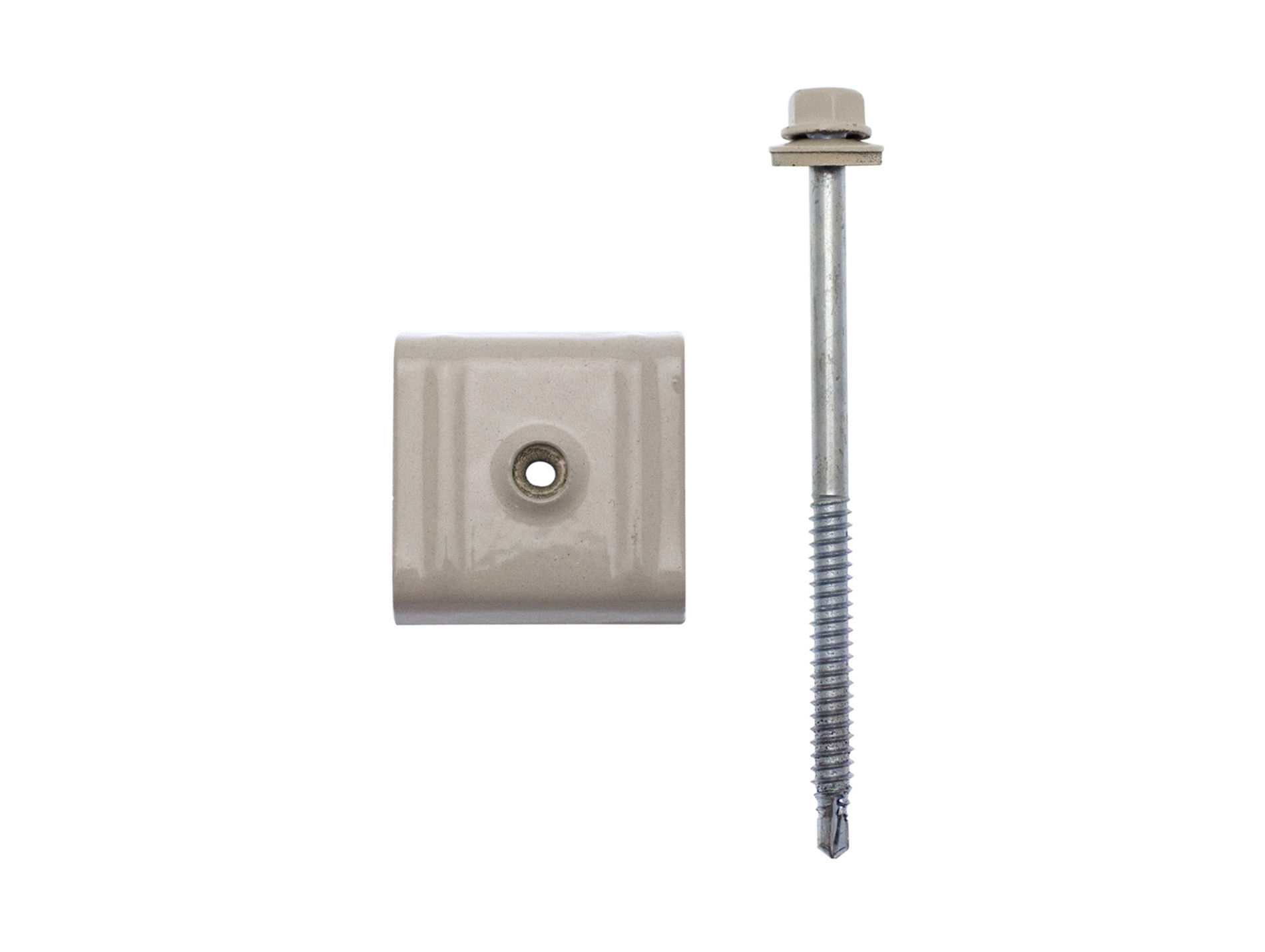 Vis autoperceuses + cavaliers Ø6,3 L.100 x25 Beige