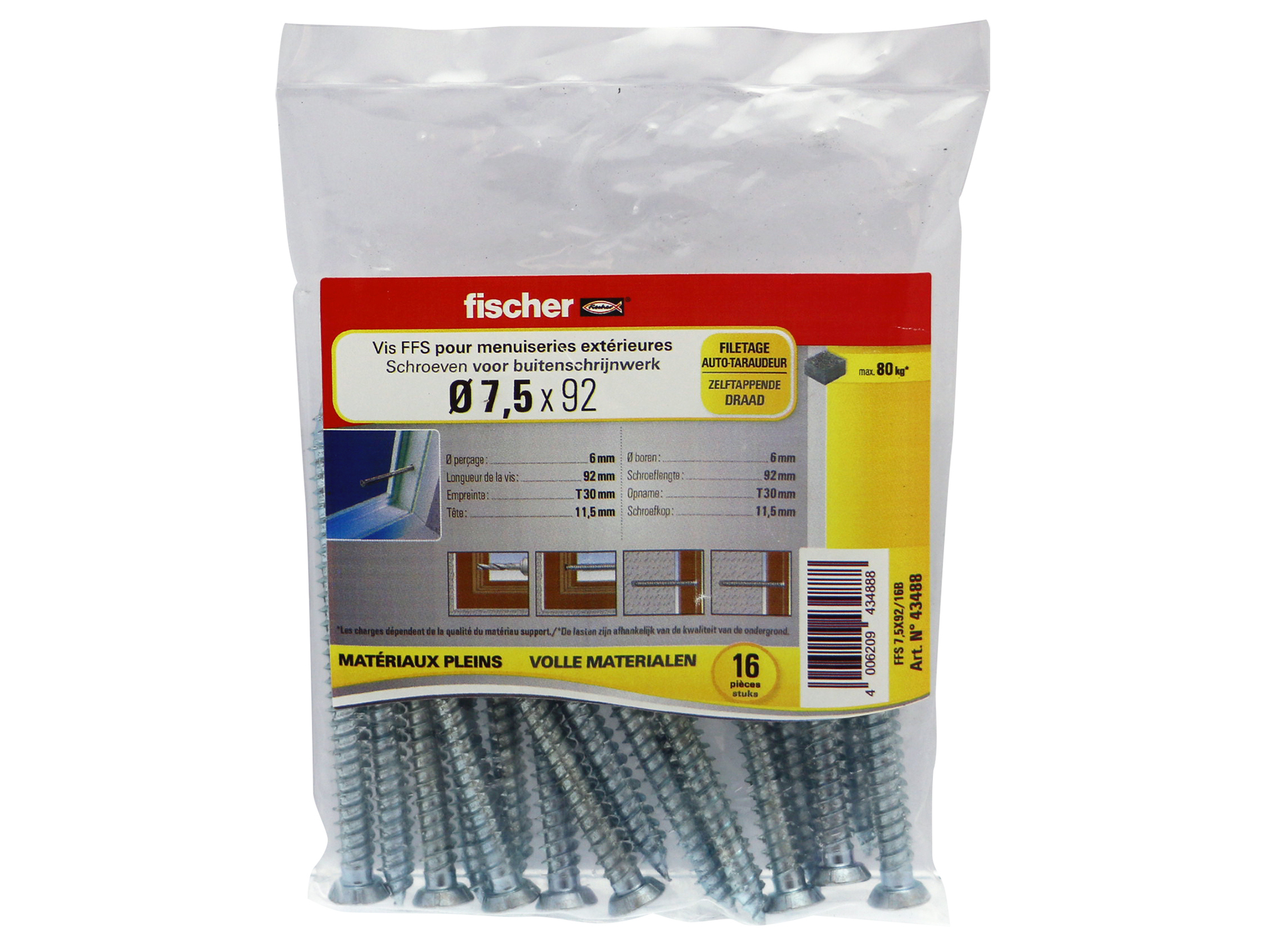 Vis de fixation pour cadres FFS Ø7,5 L.92 x16