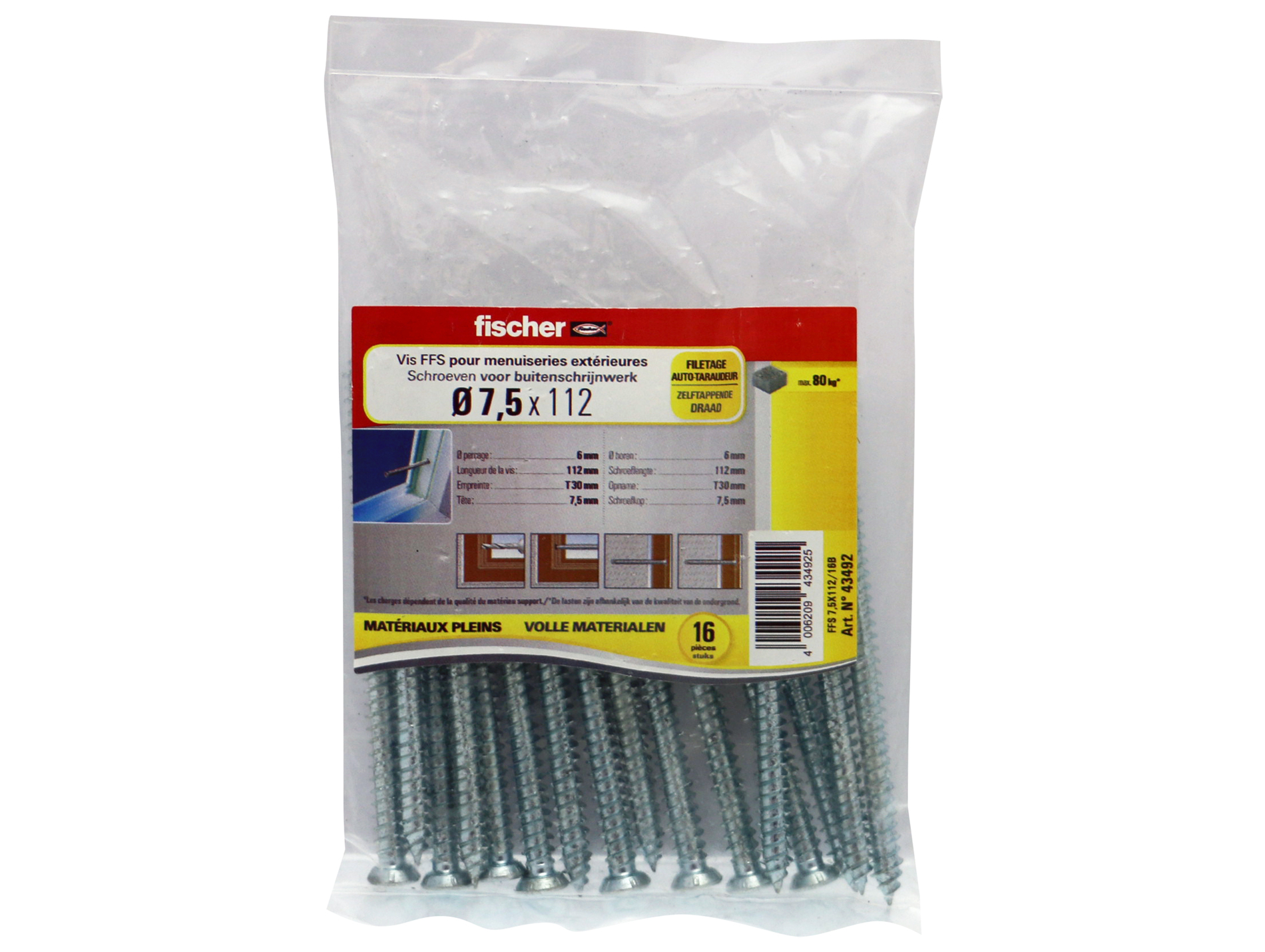 Vis de fixation pour cadres FFS Ø7,5 L.112 x16