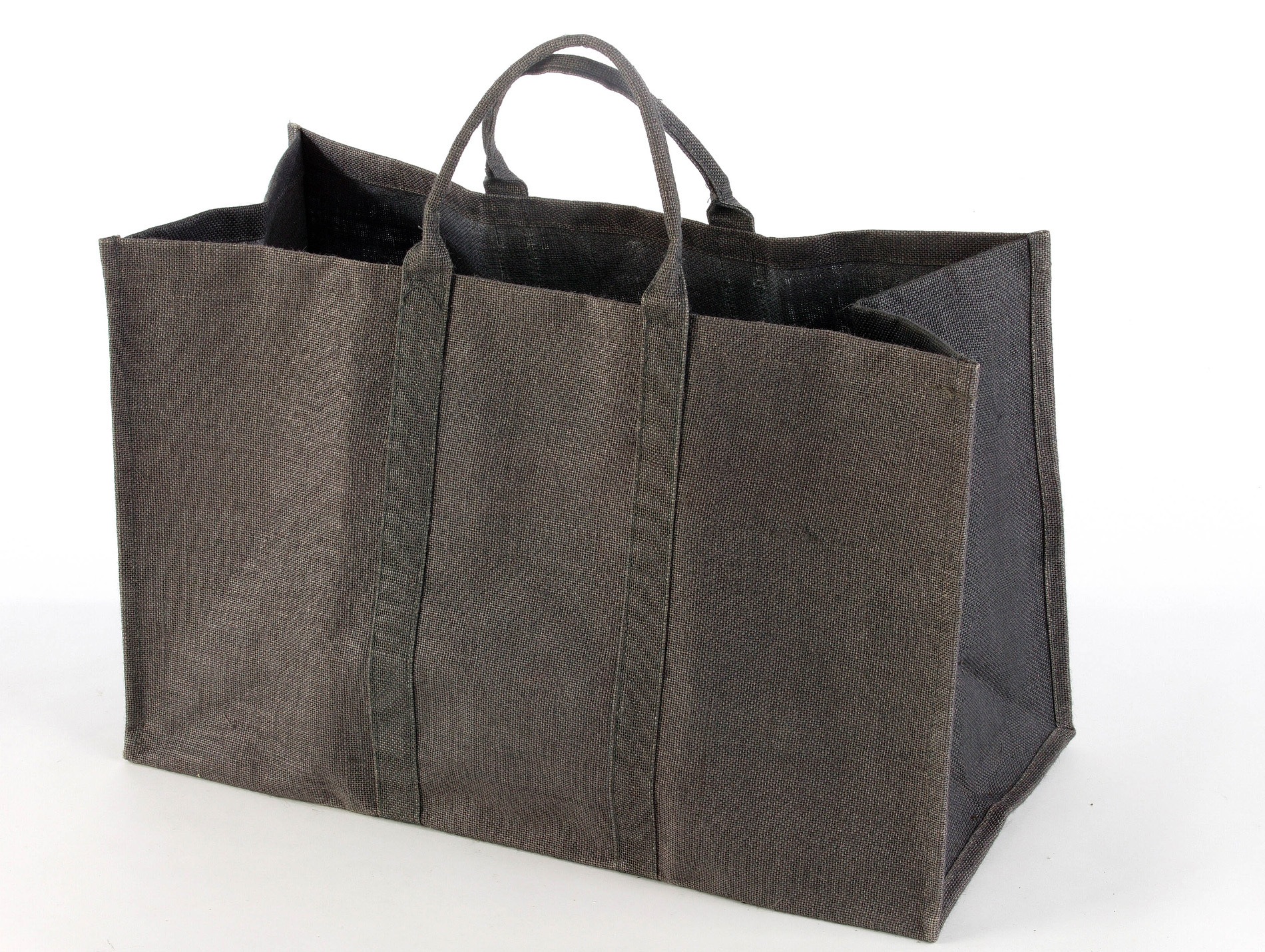 Sac à bûches gris Natureo jute L63 x P28 x H41