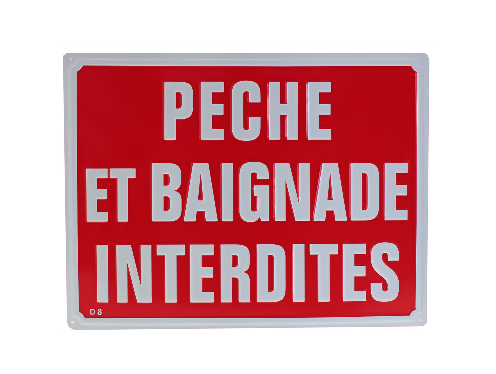 Plaque pêche et baignade interdites 330x250mm