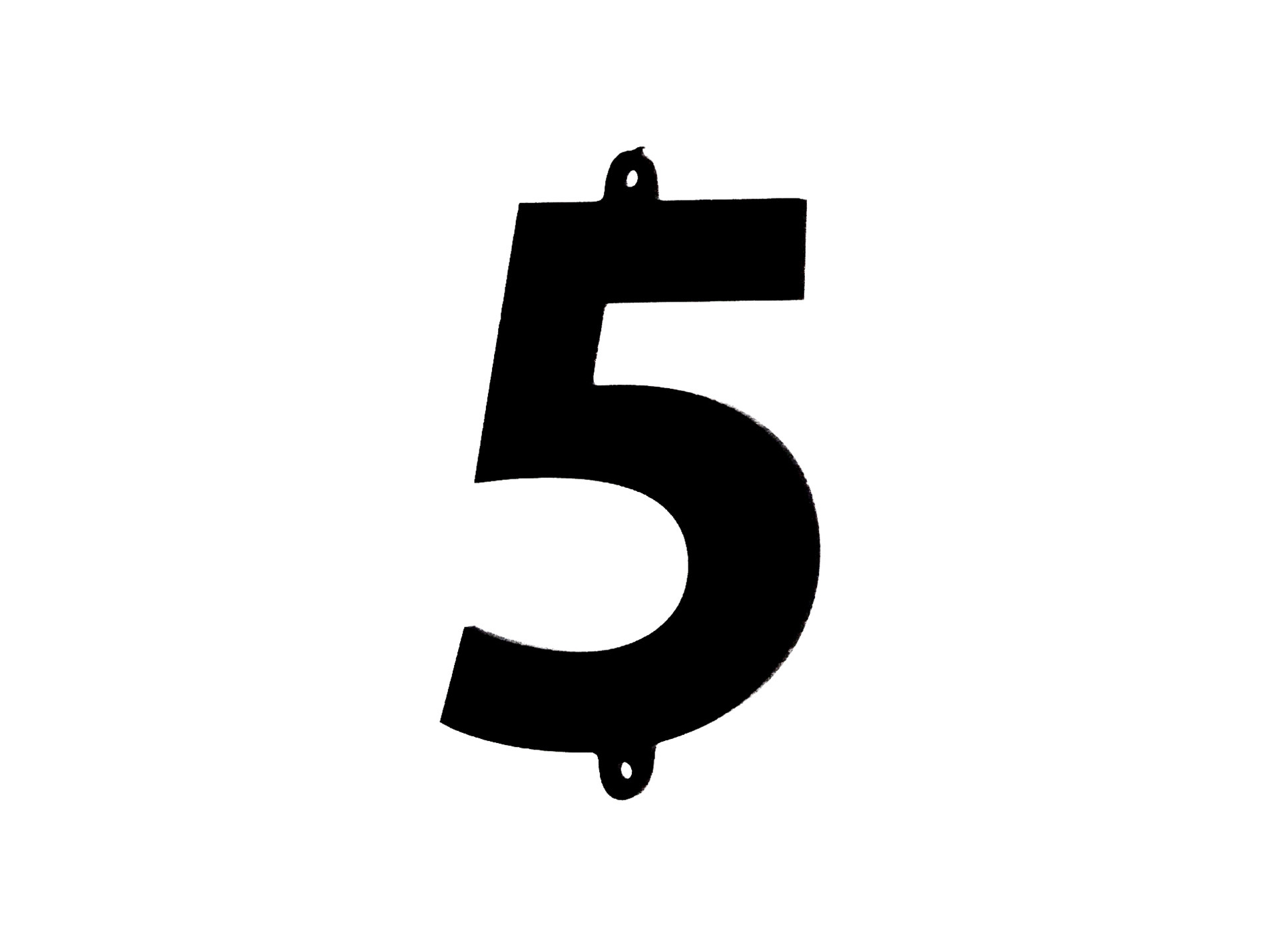 Chiffre 5 à visser polychoc noir H60mm