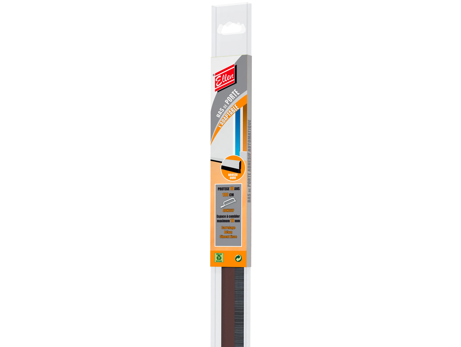 Bas de porte adhésif adaptable 1m Brun