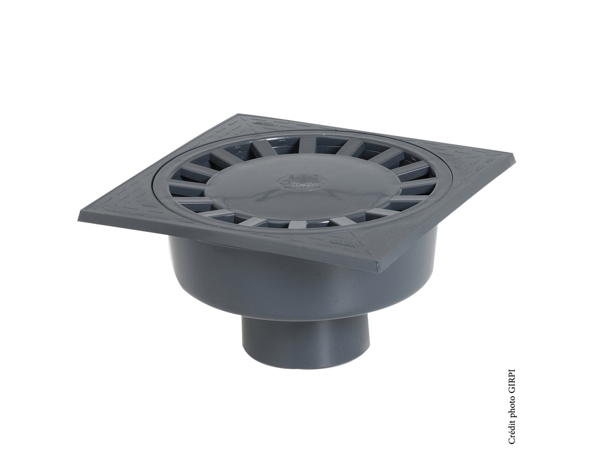 Siphon de cour verticale GIRPI Ø100/90mm 250x250mm noir