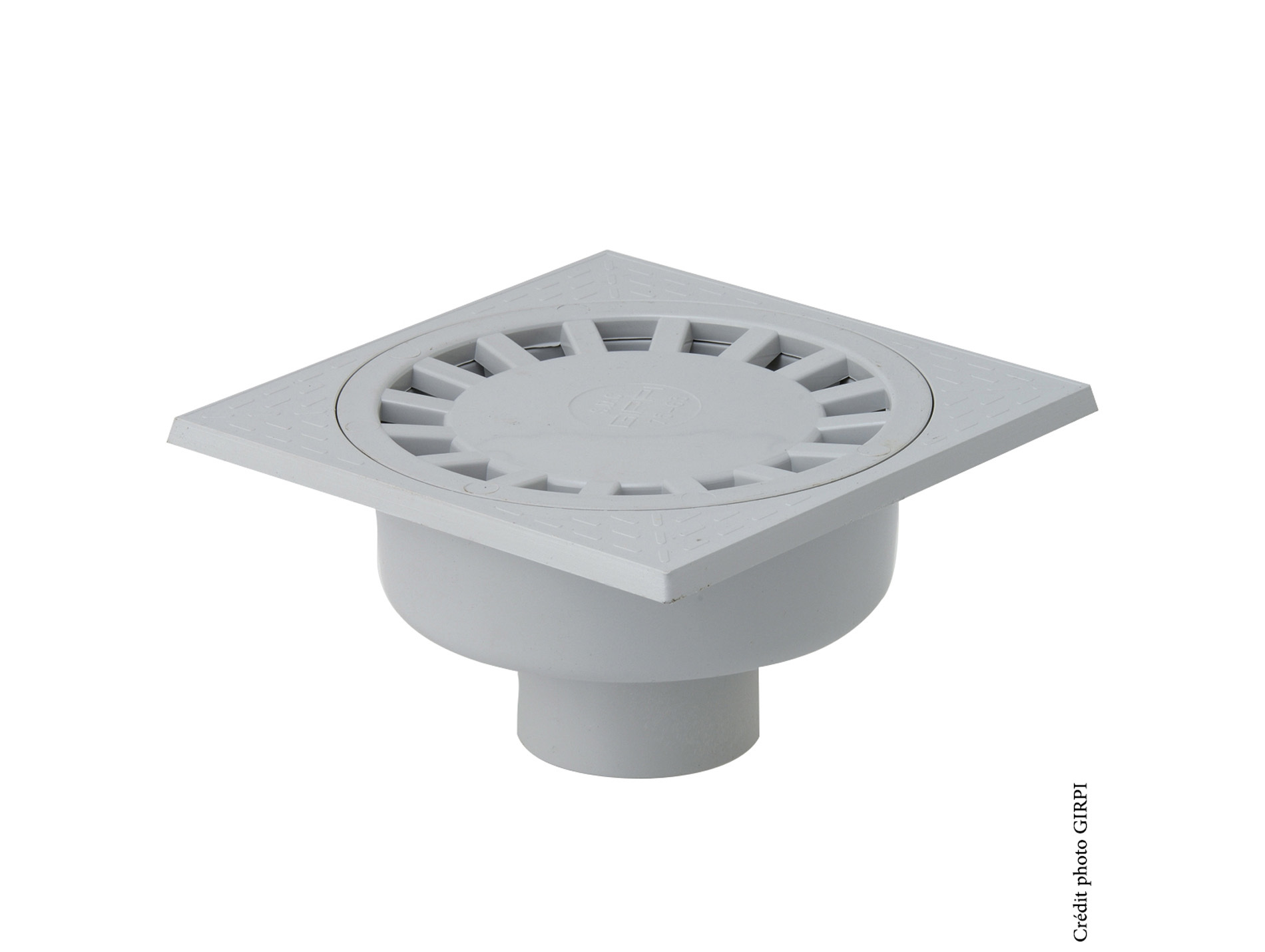 Siphon de cour verticale GIRPI Ø100/90mm 250x250mm gris