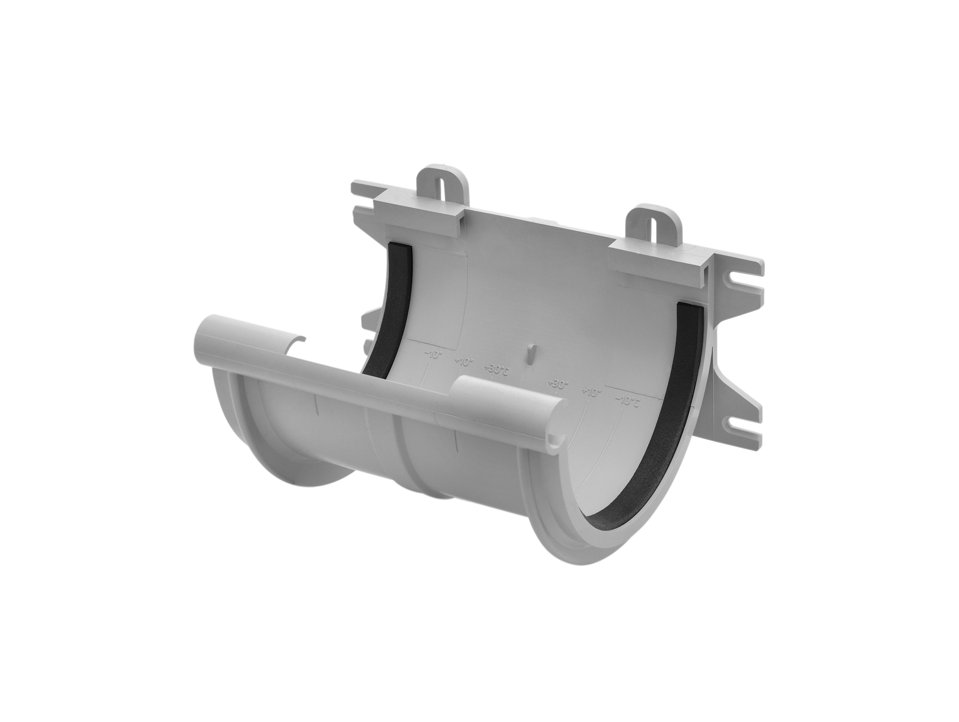 Jonction longue de gouttière demi ronde D25 gris