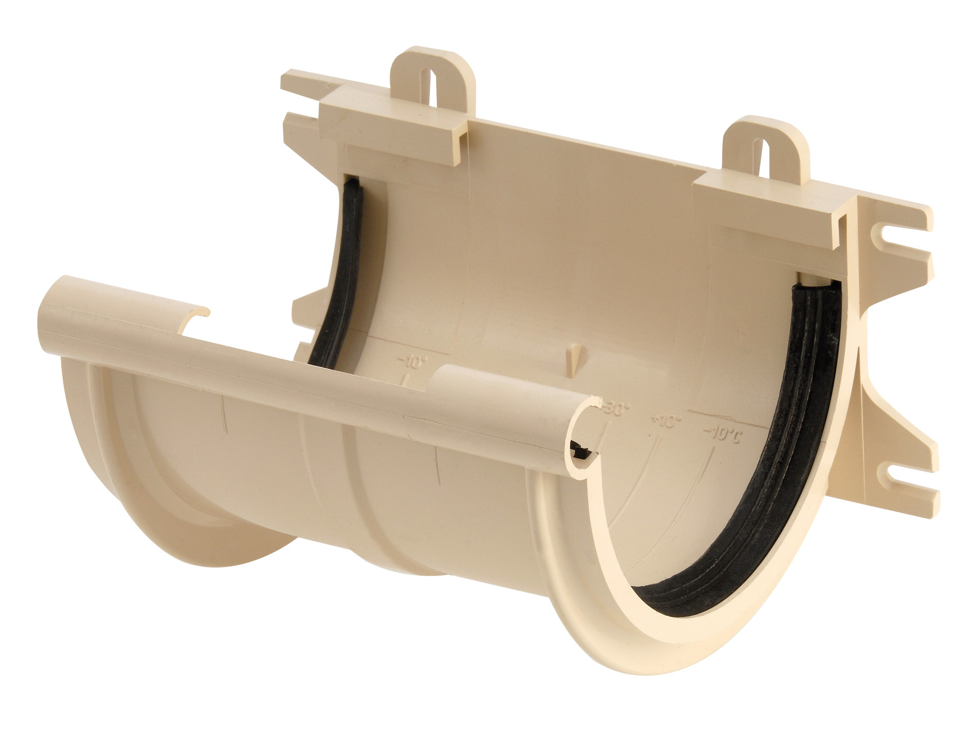 Jonction longue de gouttière demi ronde D25 sable