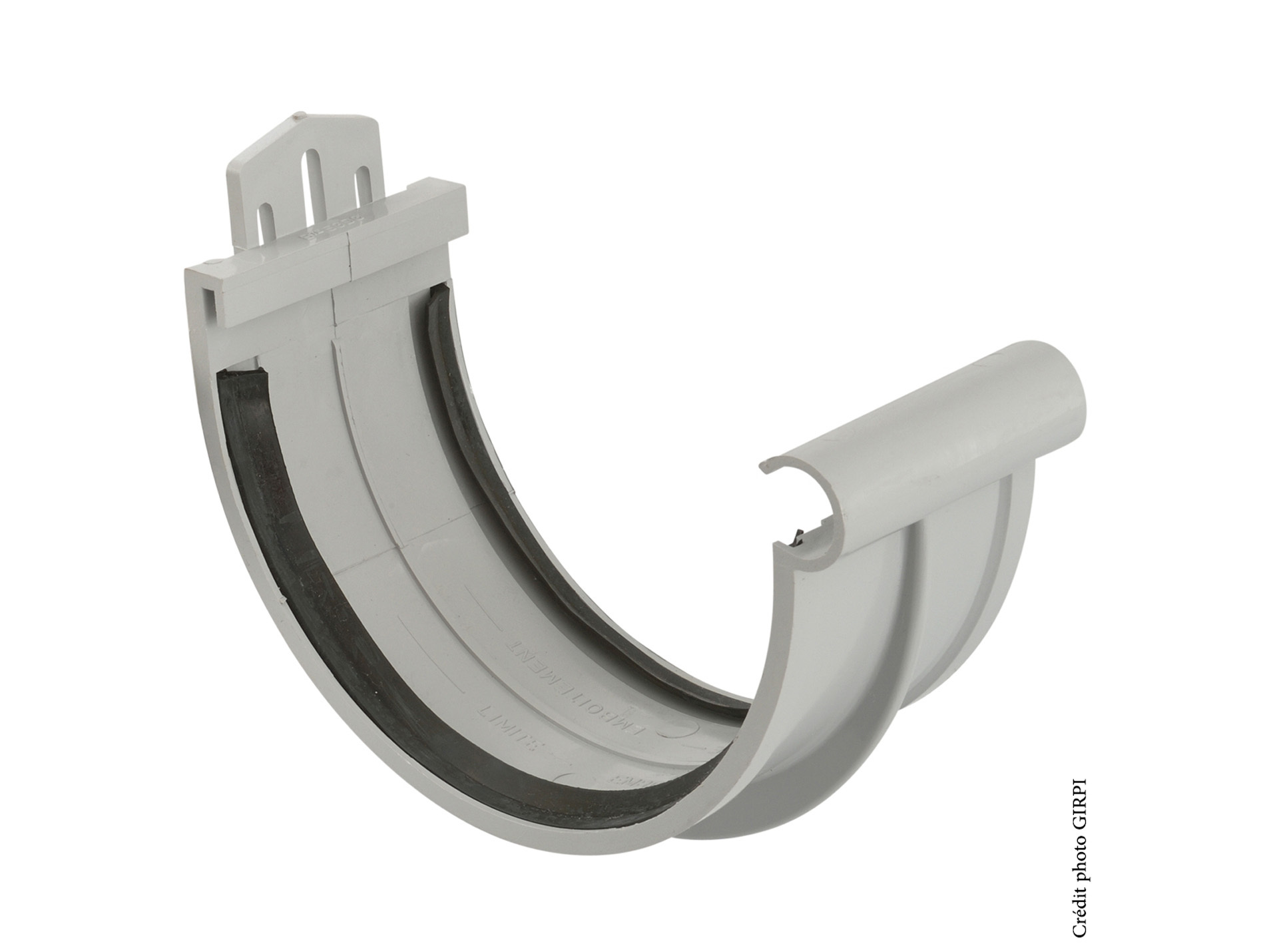 Jonction de gouttière demi-ronde D33 Gris