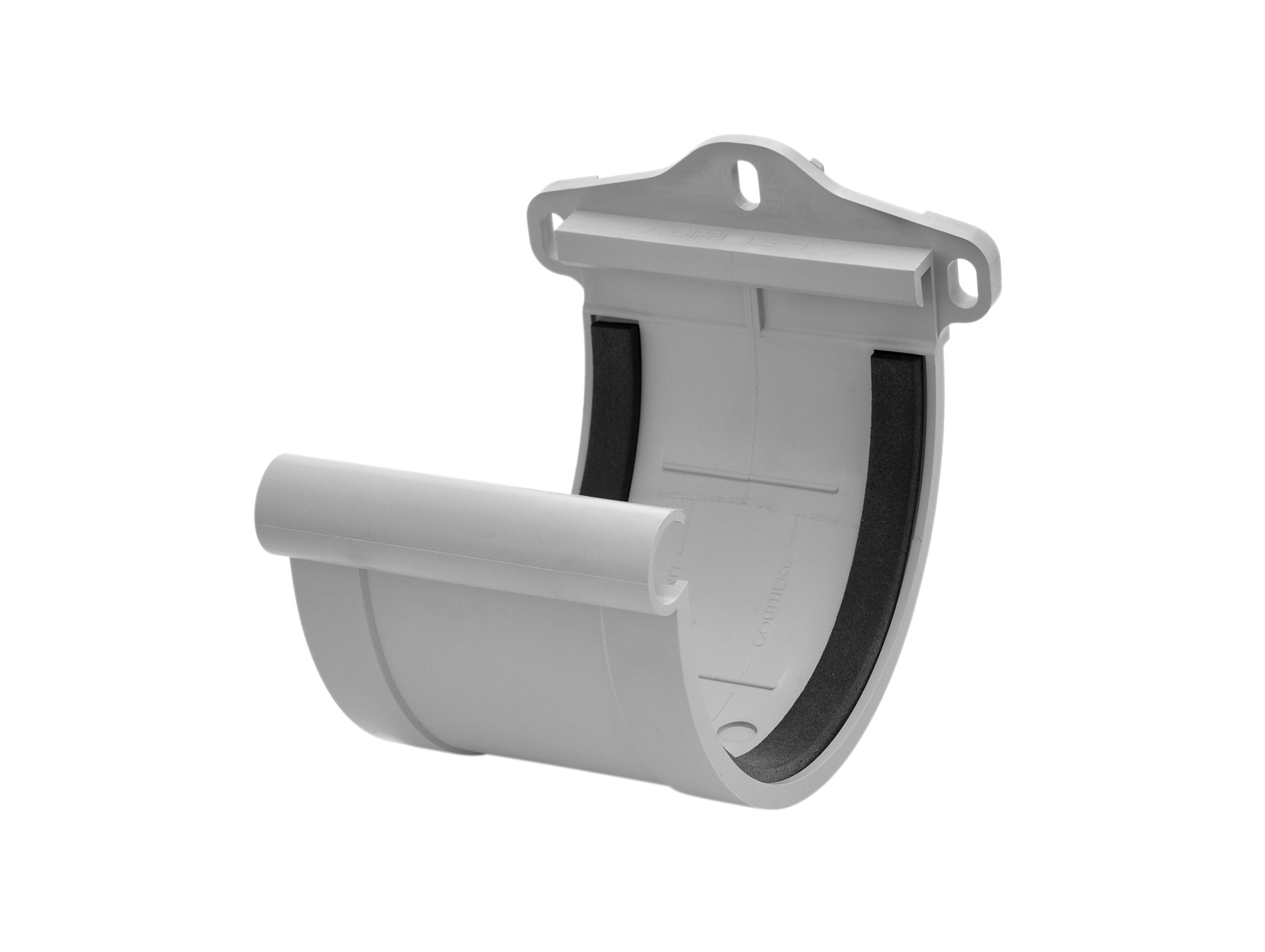 Jonction de gouttière demi-ronde D25 Gris